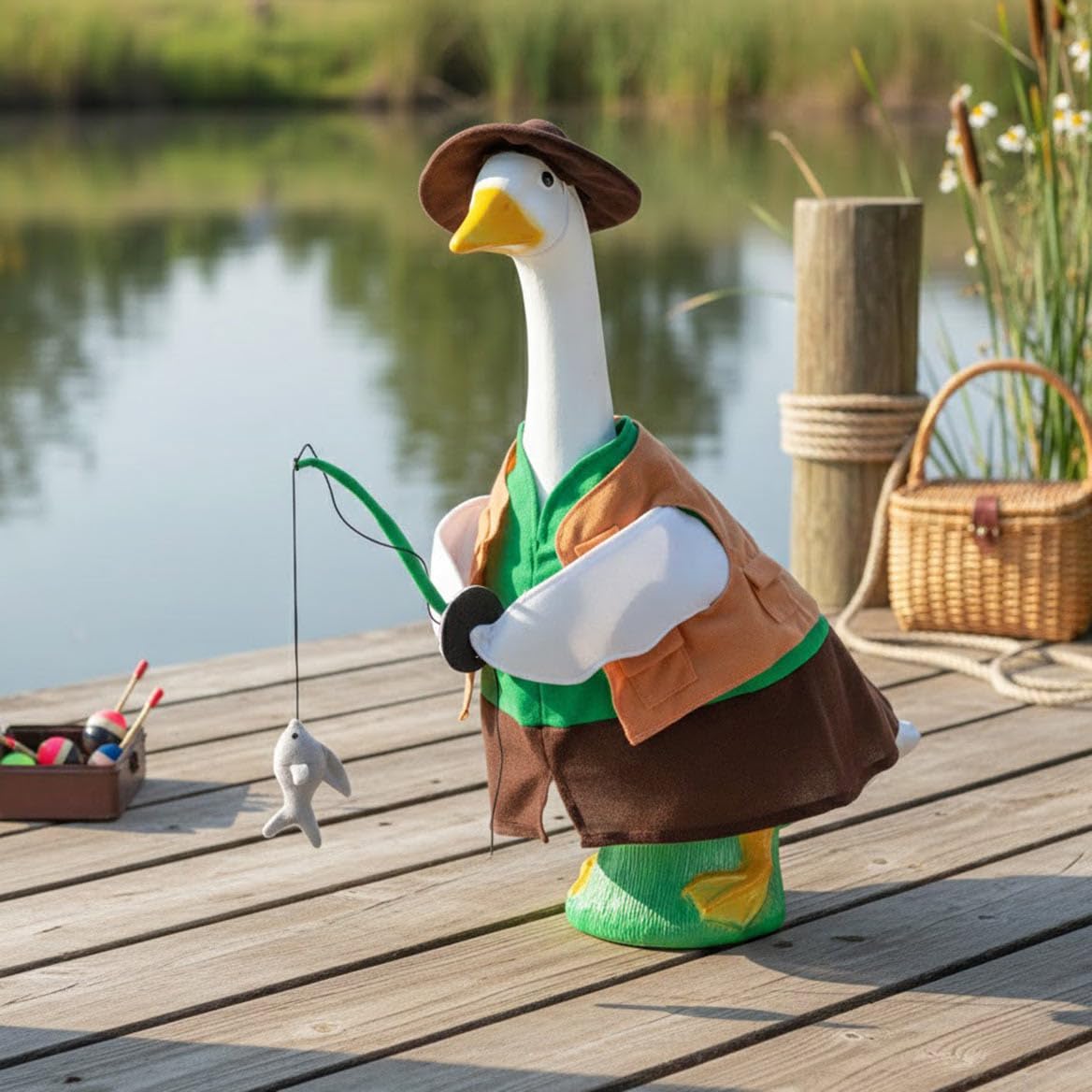 Gaggleville Fishing Goose Outfit, Fits Large 23" H Statue by Miles Kimball