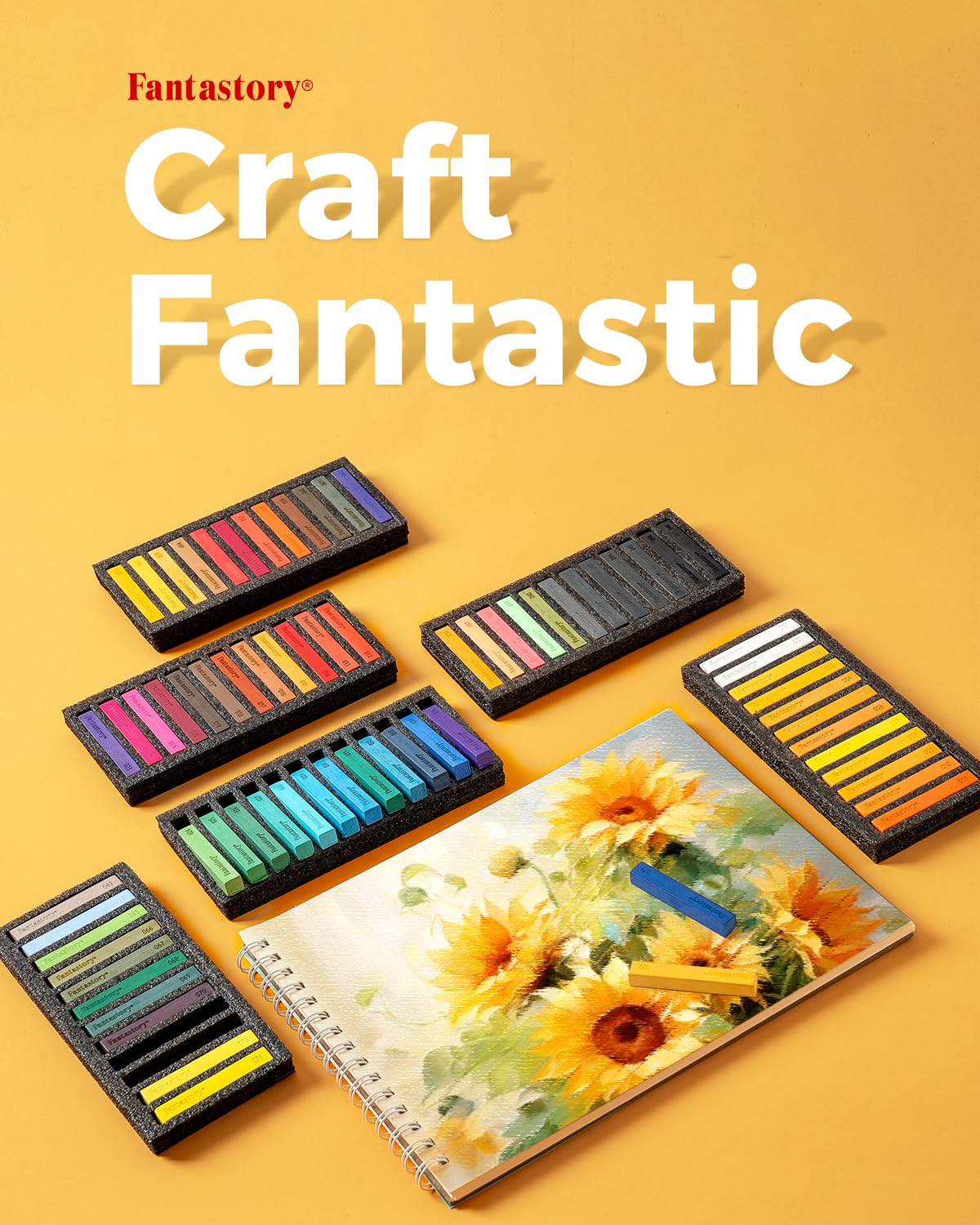 Fantastory Long Soft Chalk Pastels Set, 72 Sticks,Includes 5 Fluorescent Colors; Non Toxic Soft Pastels for Artists,Beginners;Classroom; Drawing,Blending,Layering;Christmas Art Supplies
