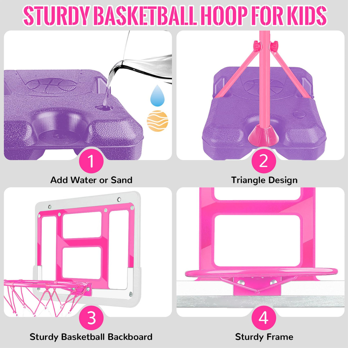Kids Basketball Hoop, Adjustable Height Toddler Basketball Hoop Indoor Toys