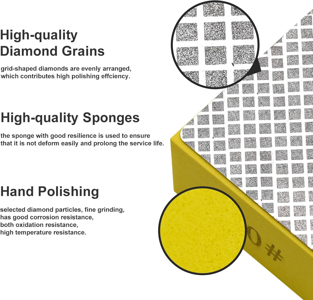 EGOFIX 7pcs Diamond Hand Polishing Pads for Ceramic Tile Glass Grinding,Sanding Blocks Polishing 60#,100#,200#,400#,800#,1500#,3000#