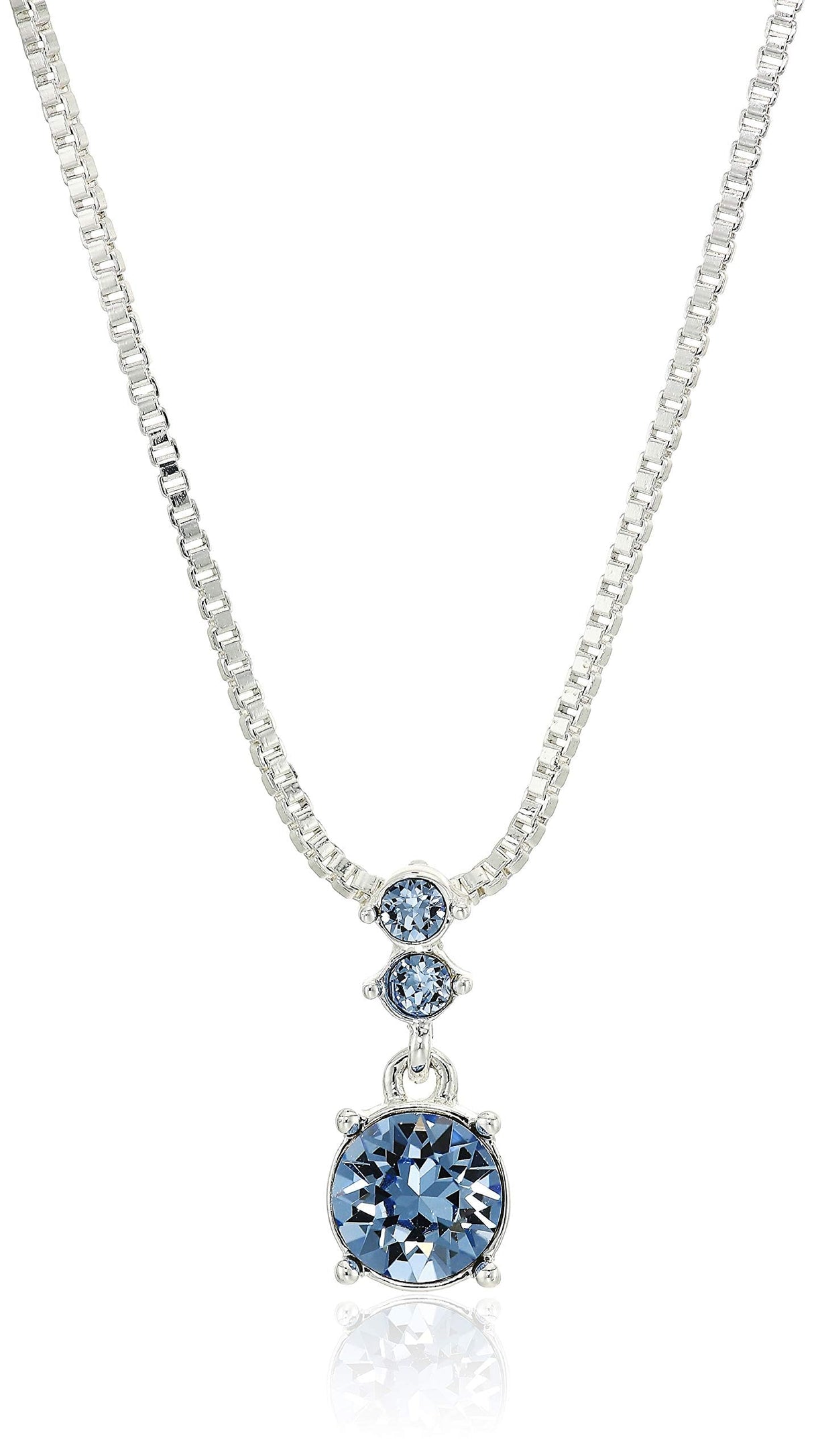 Nine West Women's Necklace and Earring Set — Silver Tone Jewelry Set with Blue and Crystal Inspired Accents, Fashion Accessories for Everyday and Dress Wear