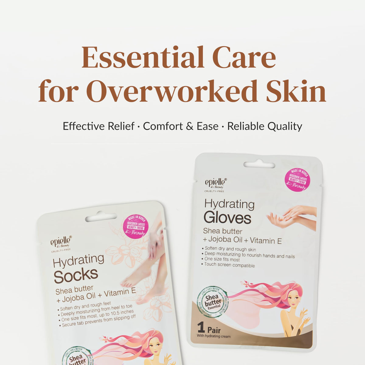 Epielle Hydrating Foot Mask 6 Pairs, Relieve and Soften with Shea Butter & Jojoba Oil, Deep Moisturizing Socks for Dry, Cracked Feet, Self Care Gifts for Women, Spa Kit