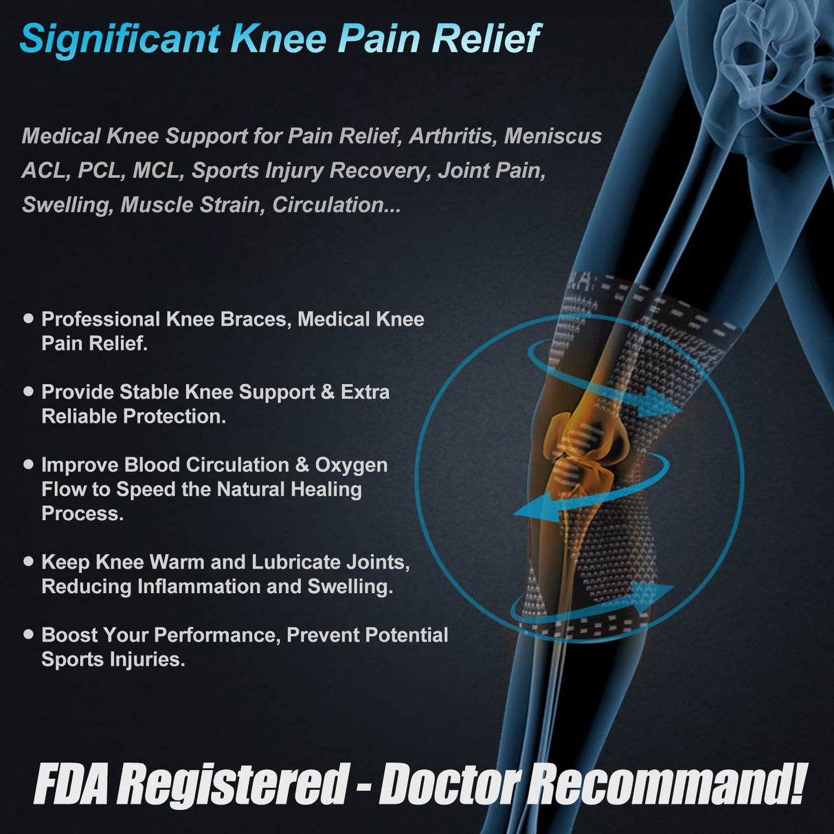 NEENCA 2 Pack Knee Braces for Knee Pain, Compression Knee Sleeves with Patella Gel Pad & Side Stabilizers, Knee Support for Men Women, Meniscus Tear, Arthritis, Joint Pain, ACL,PCL,MCL,Runner, Workout