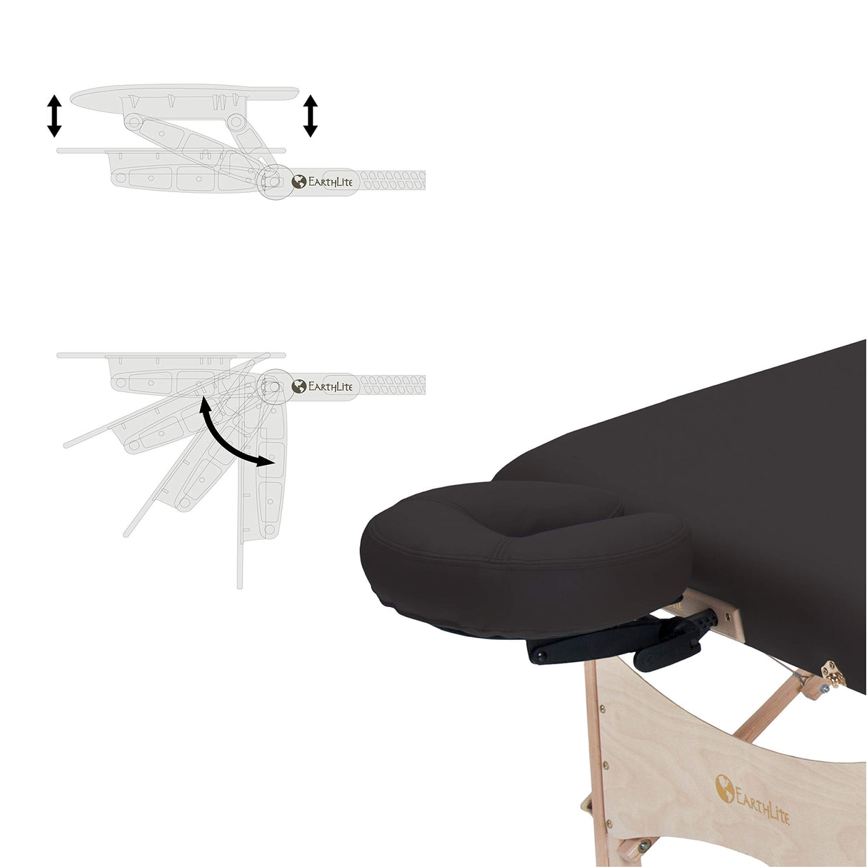 EARTHLITE Portable Massage Table HARMONY DX – Foldable Physiotherapy/Treatment/Stretching , Eco-Friendly Design, Hard Maple, Superior Comfort incl. Face Cradle & Carry Case (30" x 73") Black