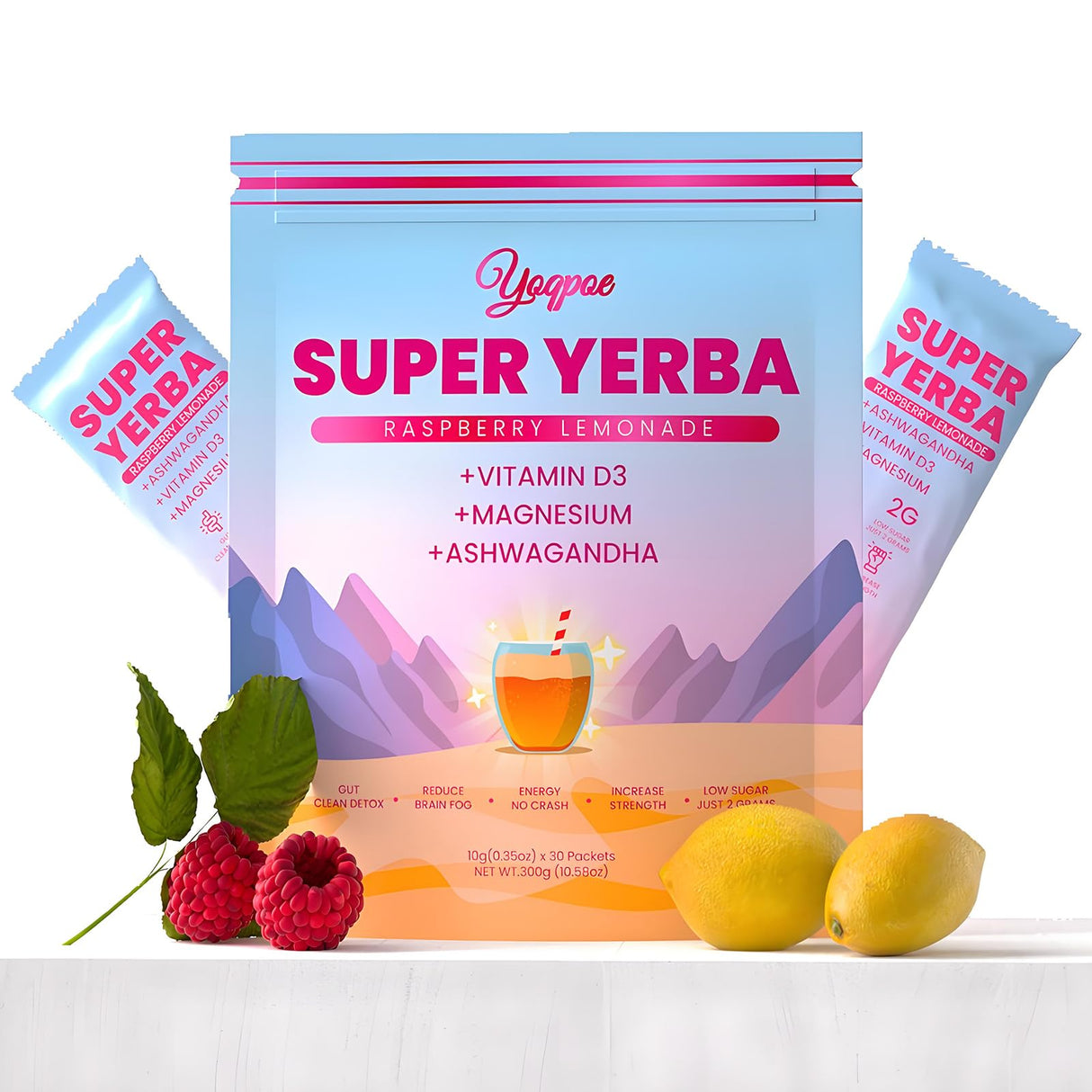 Super Yerba,Yerba Mate Instant Tea Powder | Raspberry Lemonade Flavor,Super Yerba Raspberry Lemonade Tea Powder - 30 Servings (1)