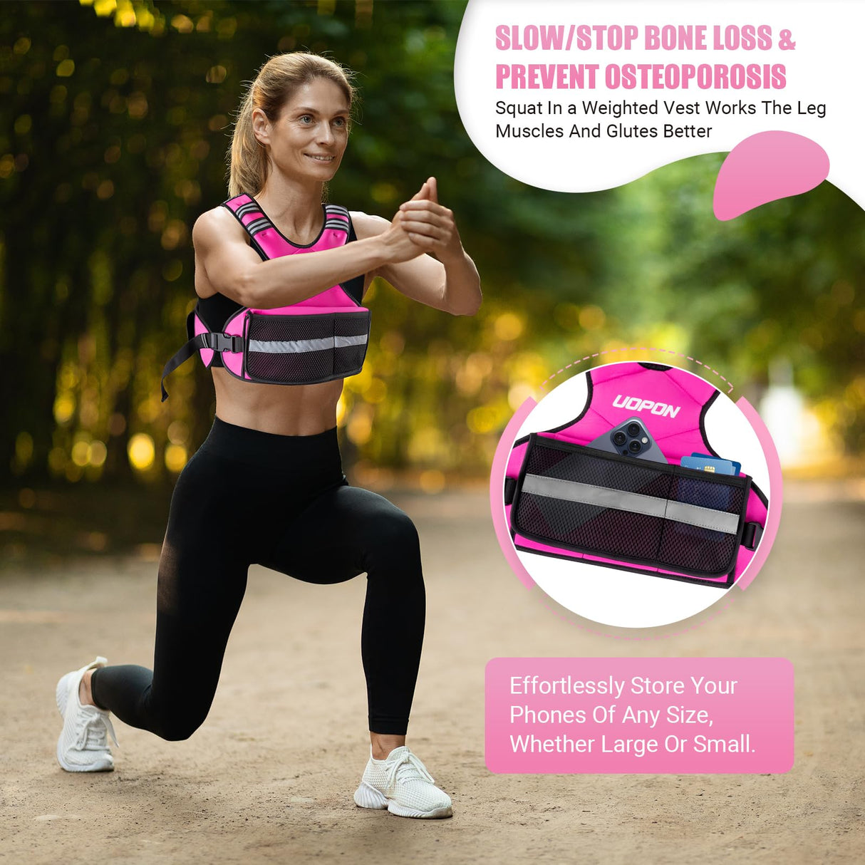 Adjustable Weighted Vest for Women, 6-12 Lbs Rucking Vest with 6 Ironsand Weights, Best Weighted Vest with Plus Pockets & Reflective Strips for Running, Walking, Workout and Strength Training