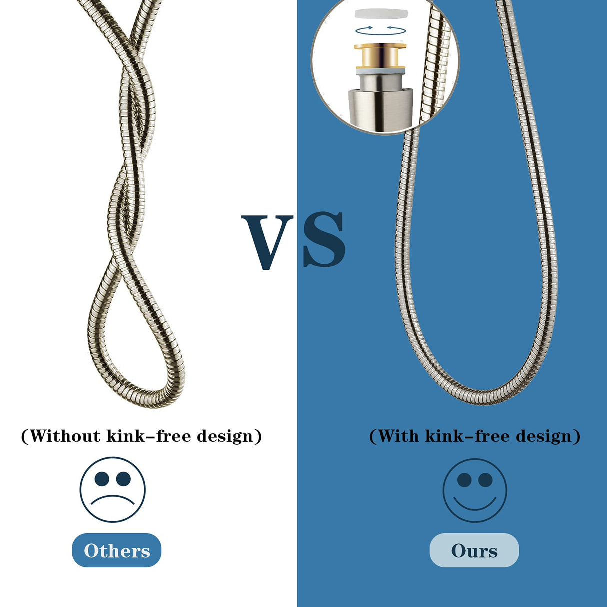 BRIGHT SHOWERS Shower Hose For Hand Held Shower Heads, 79 Inches Cord Extra Long Stainless Steel Hand Shower Hose, Ultra-Flexible Replacement Part with Brass Insert, Brushed Nickel