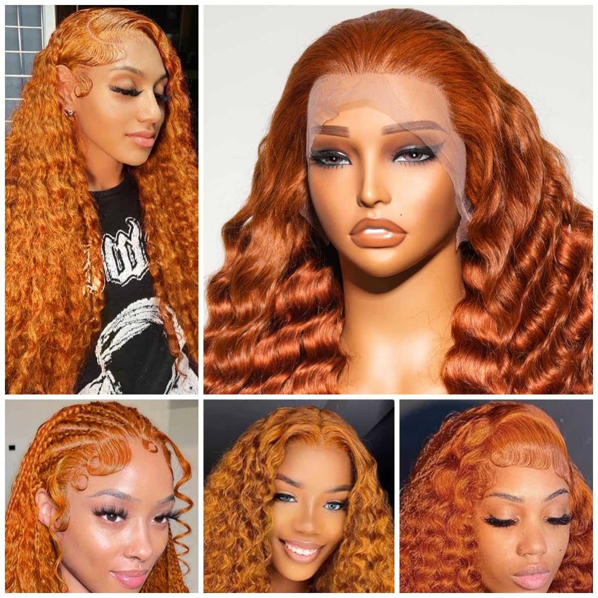 Bilisar 30 Inch Ginger Wig Human Hair 13x6 Deep Wave Lace Front Wigs 200 Density Hd Lace Curly Orange Wig Glueless Wigs Human Hair Pre Plucked Pre Cut With Baby Hair
