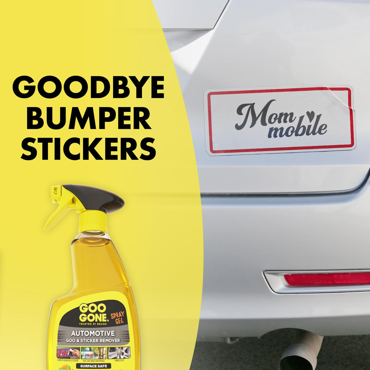 Goo Gone Automotive Adhesive Remover, Goo & Grime Cleaner for Bumper Stickers, Decals, Tree Sap, Brake Dust, Bird Droppings, Gum, Spray Paint, Asphalt, 24 oz with MicroFiber Buffing Towel