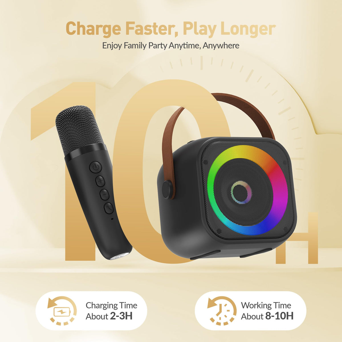 Mini Karaoke Machine,Portable Bluetooth Speaker with 2 Wireless Microphones