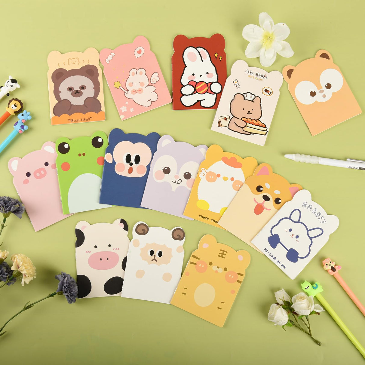100 Packs Mini Notebooks for School Mini Cute Animal Notebooks Mini Notebooks Bulk for Christmas Day Office Classroom prizes College Ruled Pages(Cartoon Animals)