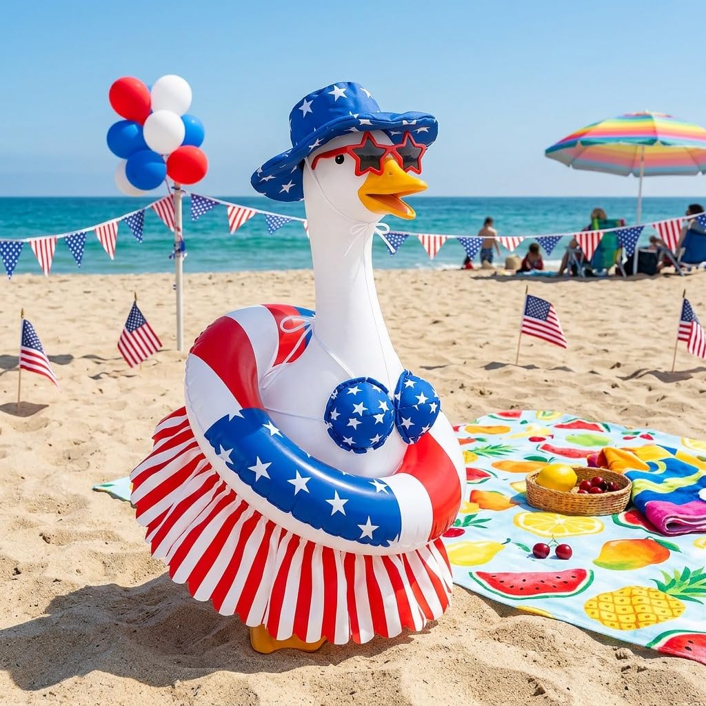 Atcarmor 4th of July Bikini Porch Goose Outfit Patriotic 23 Inch Summer Porch Goose Outfit for Independence Day 250th Anniversary