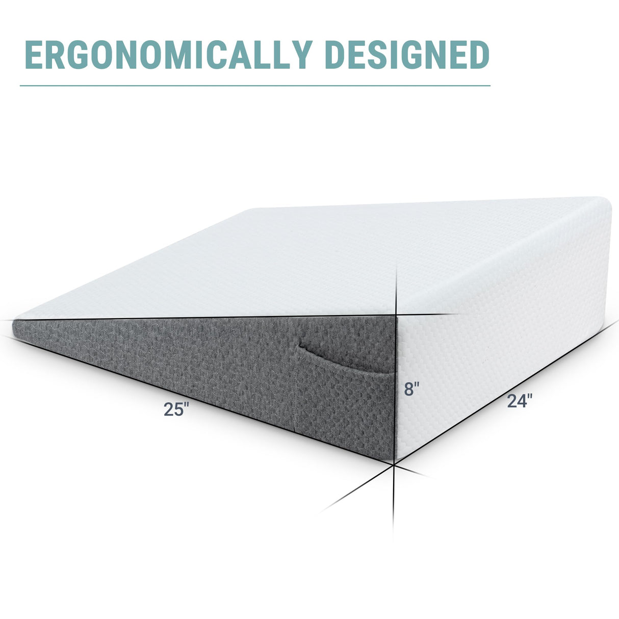 Wedge Pillow with Foam Top for Sleeping,Reading and Rest, 8 Inch Elevated Support Triangle Bed Pillow for Legs and Back Support with Washable Cover