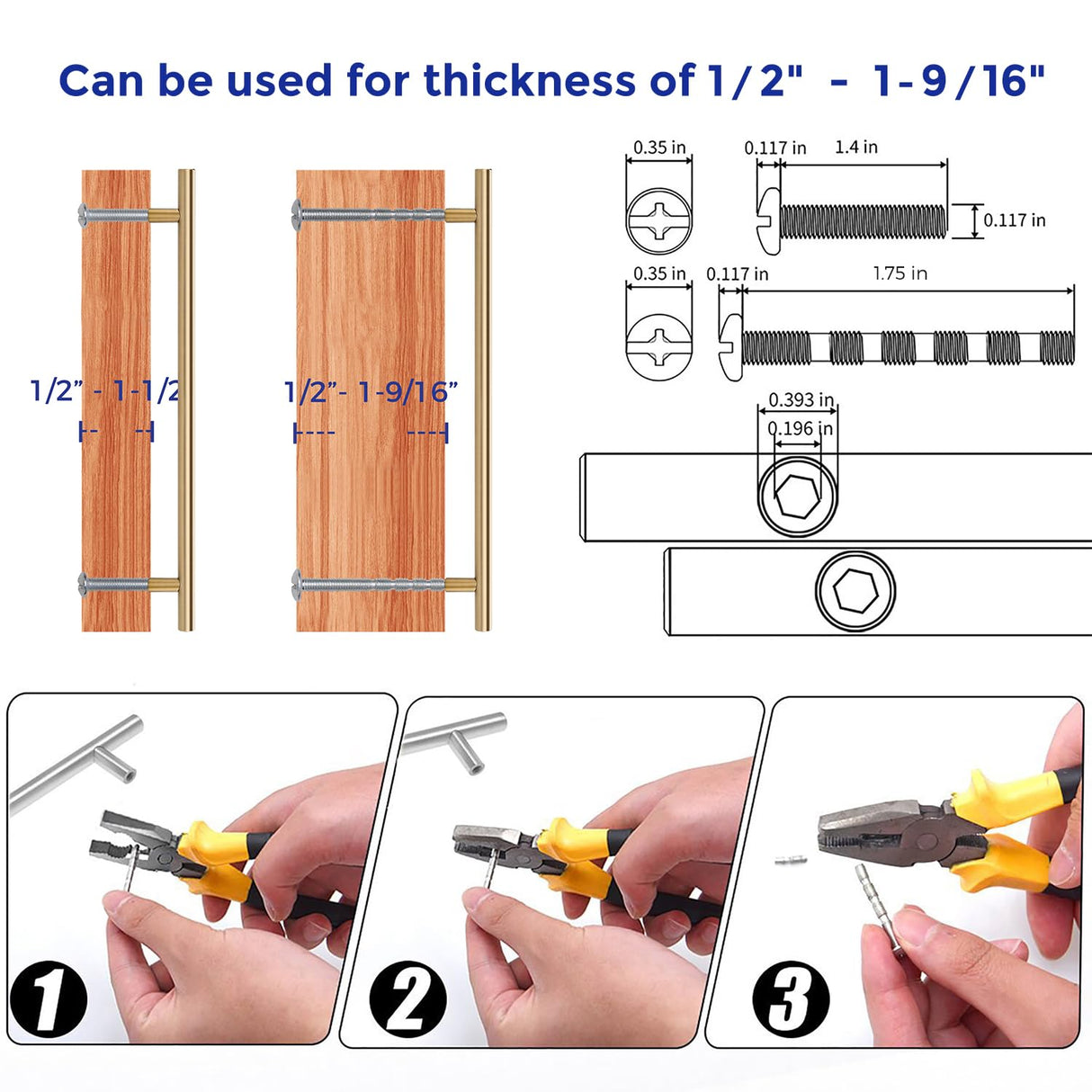 Ravinte 5 Pack Kitchen Cabinet Handles Champagne Bronze 10 Inch Hole Center Stainless Steel Pulls for Dresser Drawer Cupboard Handles with Screwdriver, 12-1/2 Inch Length