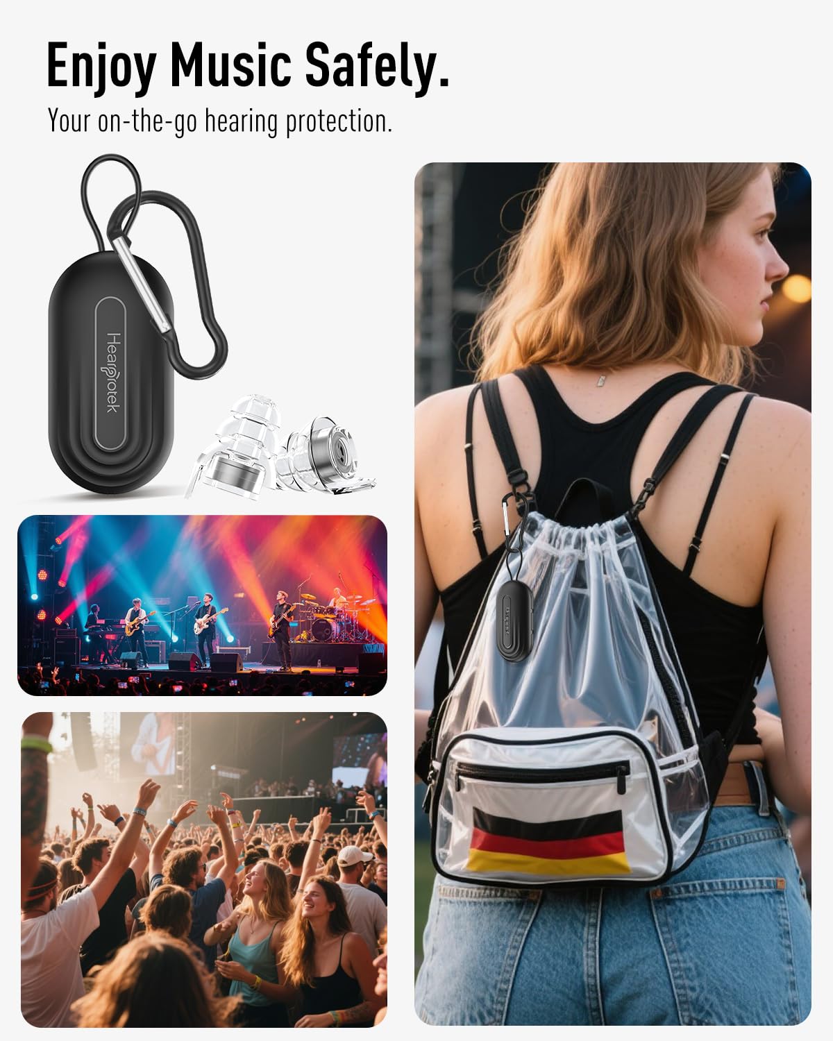 Hearprotek Concert Ear Plugs, 2Pairs Reusable high Fidelity Musician Ear Plugs for Concerts Loud Music-Noise Reduction Ear Protection earplugs for Rave,Festival,Music,Tinnitus Relief