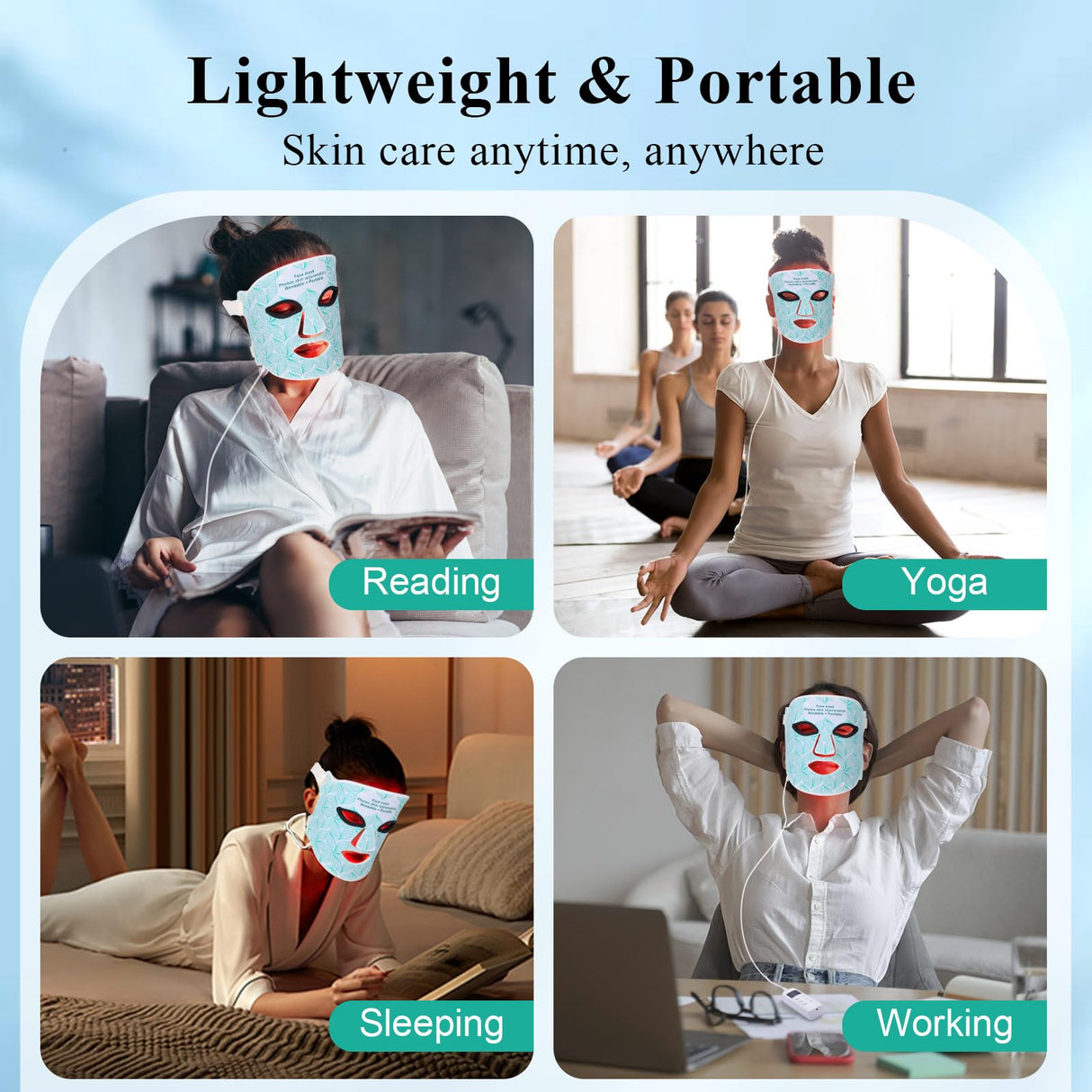 biuufish Red Light Therapy for Face, 7+1 Colors LED Face Mask Light Therapy with 850NM Near-infrared, Portable Rechargeable Red Light Therapy Mask Skin Care Device at Home and Travel for Anti-Aging