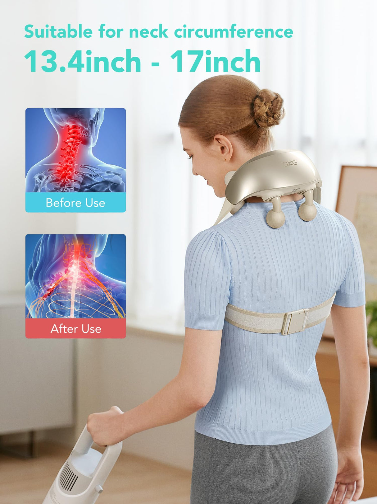 SKG Neck Massager for Pain Relief Deep Tissue, 6D Kneading Cordless Shiatsu Neck and Shoulder Massager with Heat Electric Massage Father Day Gift Ideas, H7 Ultra