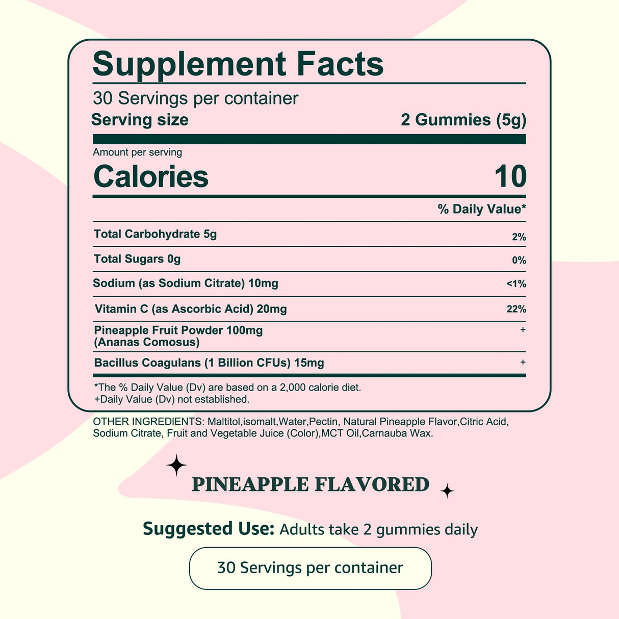 Pineapple Gummies for Women pH - Vital Feminine Balance Gummies Source for Odor and Flora Health & Wellness, Probiotics Vaginal Gummy, Hawaiian Pineapple, Gluten-Free, Vegan (60 Counts - 30 Servings)