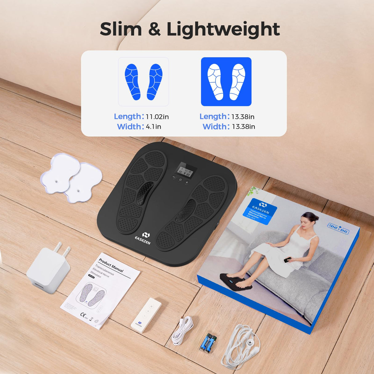 Foot Massager for Neuropathy, Rechargeable TENS EMS Foot Stimulator with 10 Modes 20 Intensities, Feet Circulation Stimulator for Neuropathy, Plantar Fasciitis, Gifts for Mom Dad, FSA HSA Eligible