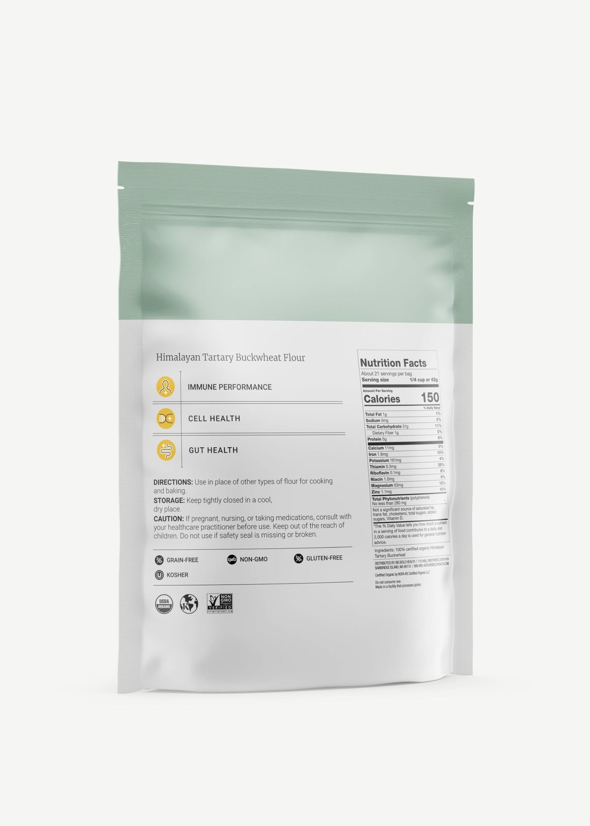 Big Bold Health Himalayan Tartary Buckwheat (HTB) Super Nutrition, Gluten-Free Flour Alternative for Baking. Certified Organic, Non-GMO, and Kosher