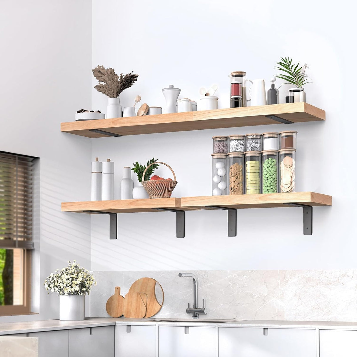Heavy Duty Shelf Brackets 10 Inch, 6 Pack Floating Shelf Brackets, L Wall Shelf Bracket for DIY Decorative with Mounting Hardware