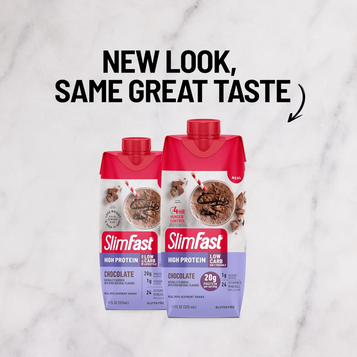 SlimFast Protein Shake, Chocolate- 20g Protein, Meal Replacement Shake Ready to Drink, High Protein with Low Carb and Low Sugar, 24 Vitamins and Minerals, 12 Count (Pack of 1) (Packaging May Vary)