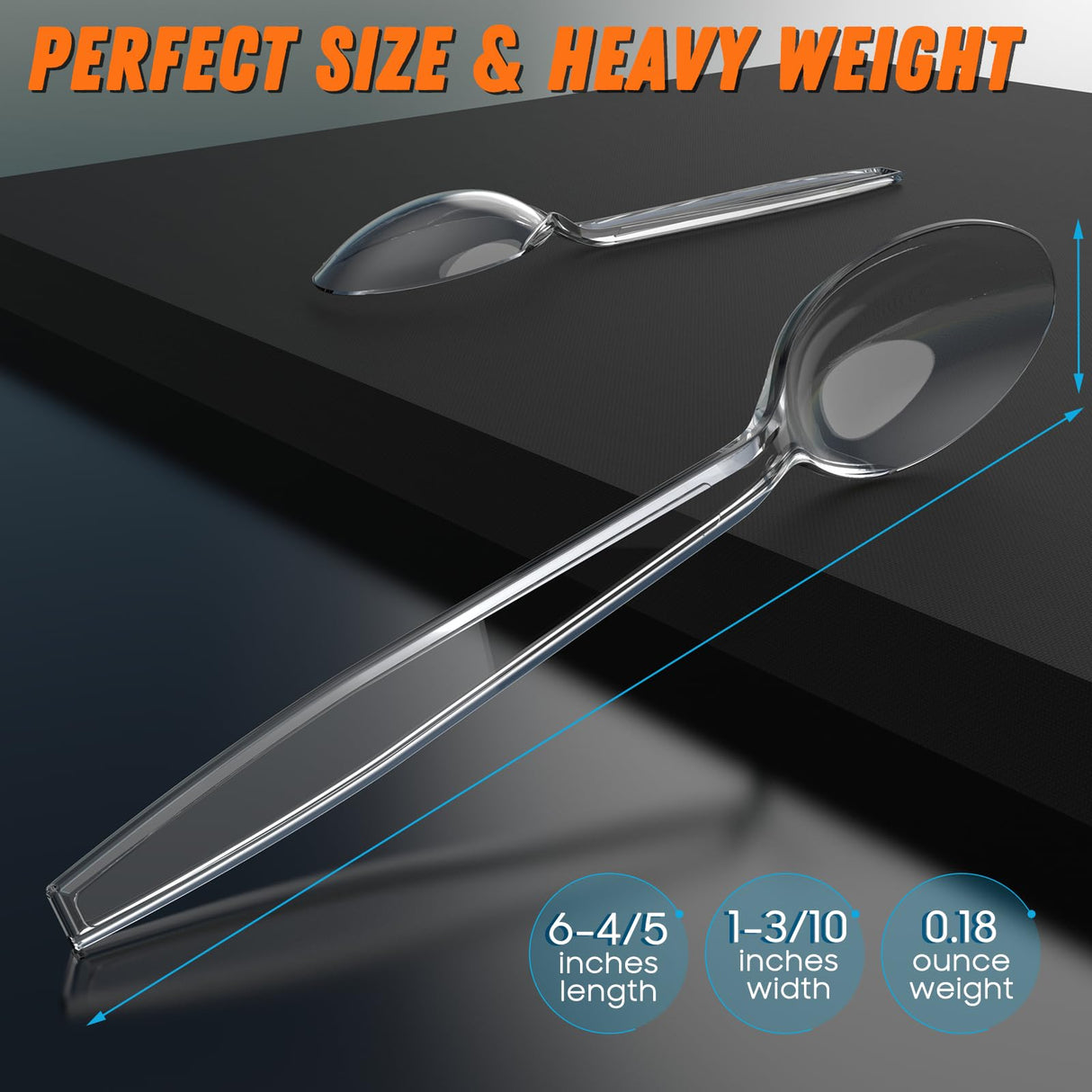 360pc 6.8" Clear Plastic Spoons Heavy Duty with Heat Resistant & BPA Free, Solid and Durable Plastic Cutlery, Premium Disposable Spoons for Party Supply