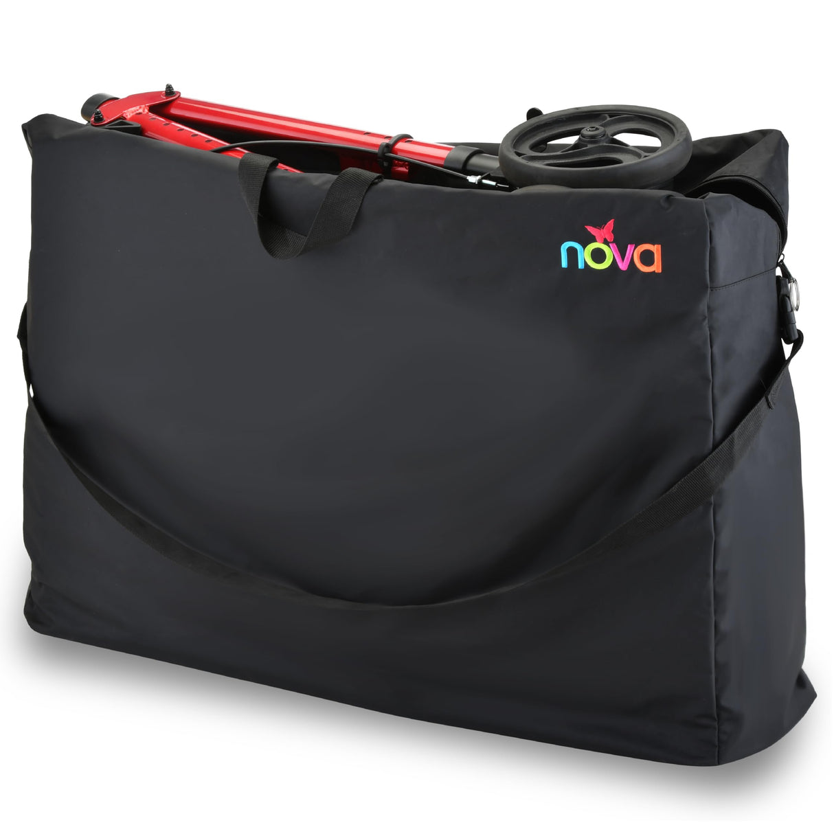 NOVA Medical Products Extra-Large Carry & Travel Bag for Rollator Walkers & Transport Chairs, Black, 1 Count