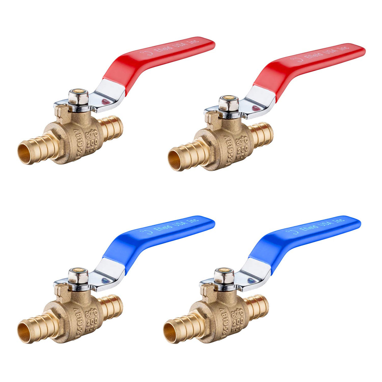 4 Pack EFIELD 1/2 Inch Pex Brass Full Port Shut-off Ball Valve for Hot and Cold Water,Potable Water, Pex Barb Crimp Connection,(VALVE002)
