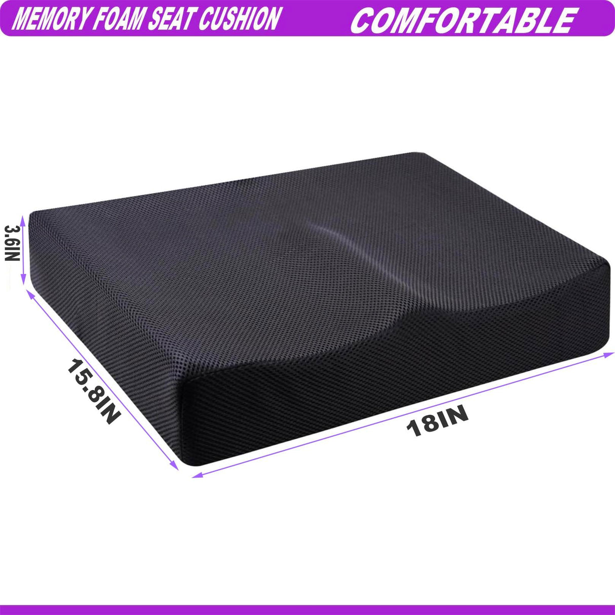 Extra Large Office Chair Seat Cushion, Memory Foam Cushion for Coccyx, Tailbone, Sciatic Pain Relief, Non-Slip Chair Pads for Car, Wheelchair, Gaming Chair
