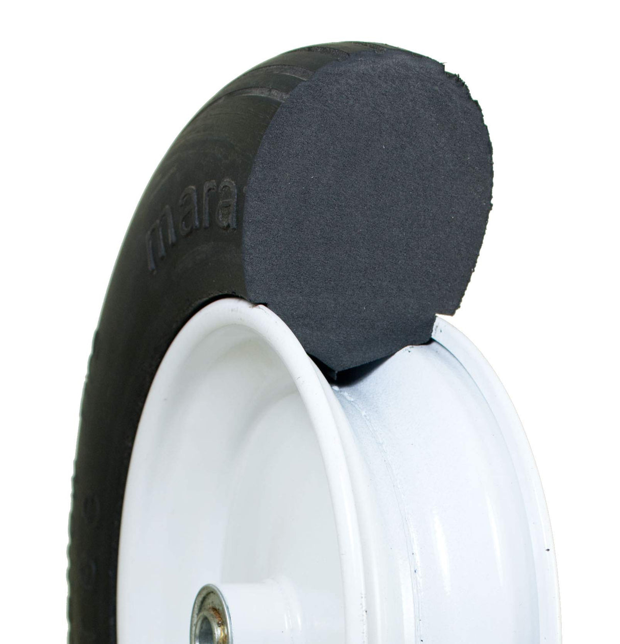 Universal Fit, Flat Free Wheelbarrow Tire and Wheel Assembly with Adapter Kit, black