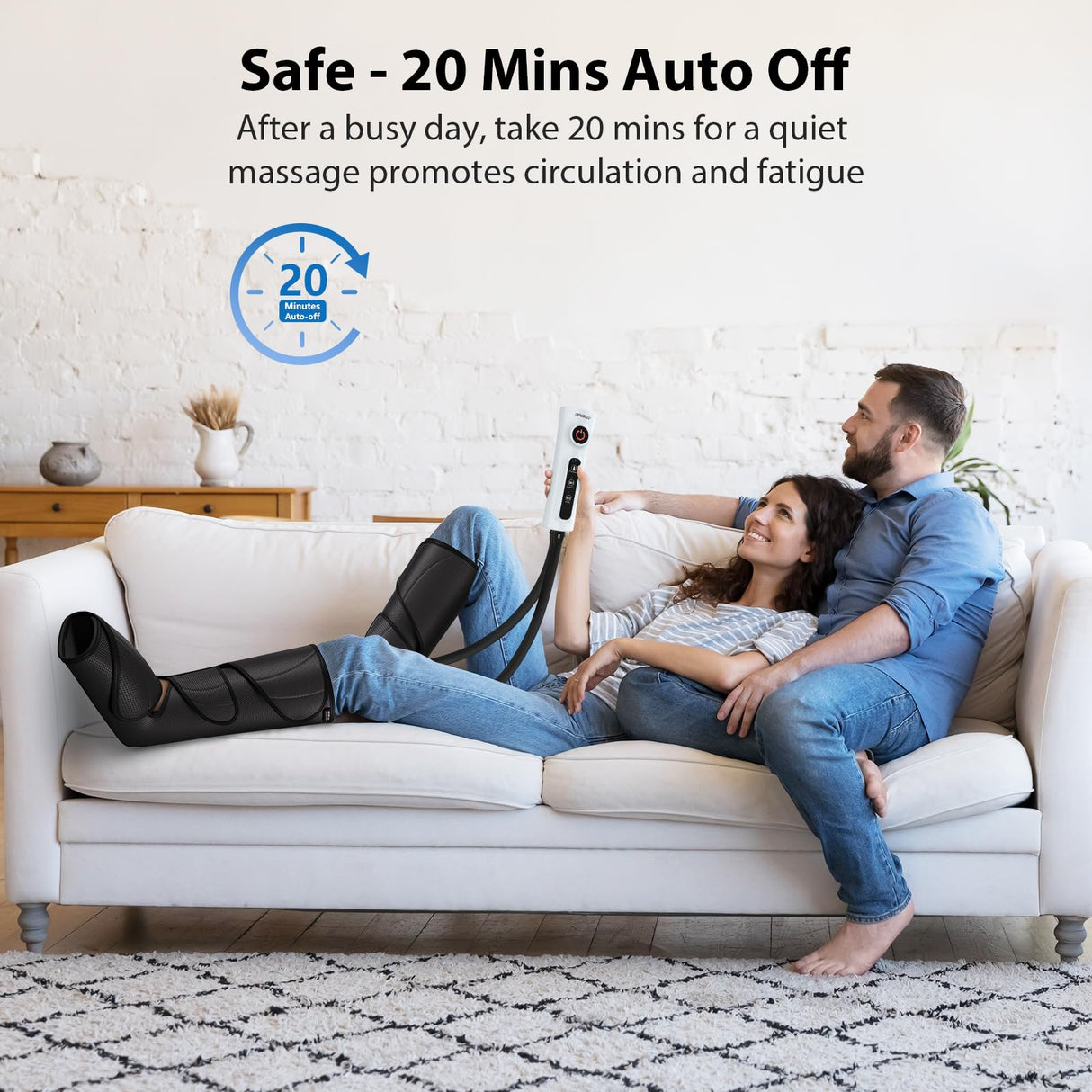 CINCOM Leg Massager for Circulation and Pain Relief, Air Compression Foot and Calf Massager Helpful for Relaxation, Swelling and Edema Gifts for Mom and Dad (with 2 Extensions) - FSA HSA Eligible