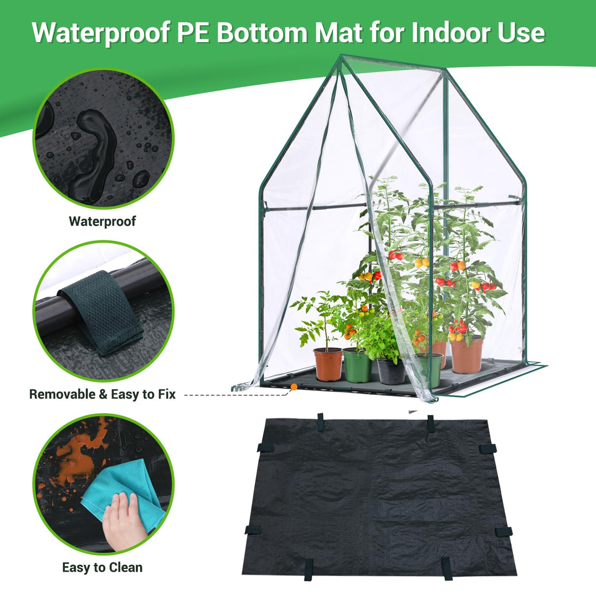 Mini Greenhouse for Indoor Outdoor: Ohuhu Portable Green House with Waterproof Pad for Small Plants Nursery Germination, 36"x36"x58.5" Heavy-Duty PVC Cover Tent Humidity Dome Seedling Accessory
