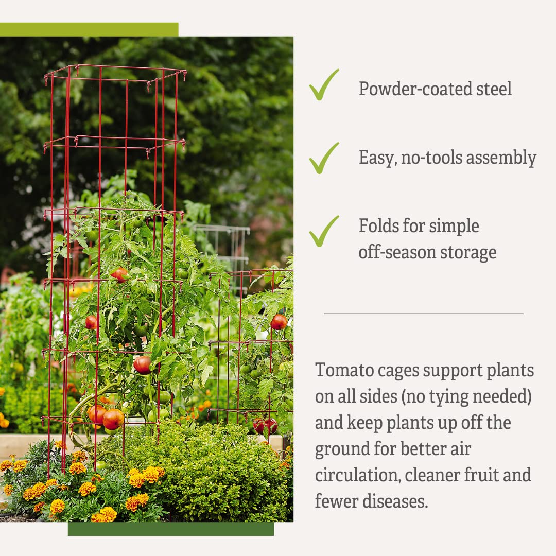 Gardener's Supply Company Lifetime Tomato Cages, Red, Set of 4
