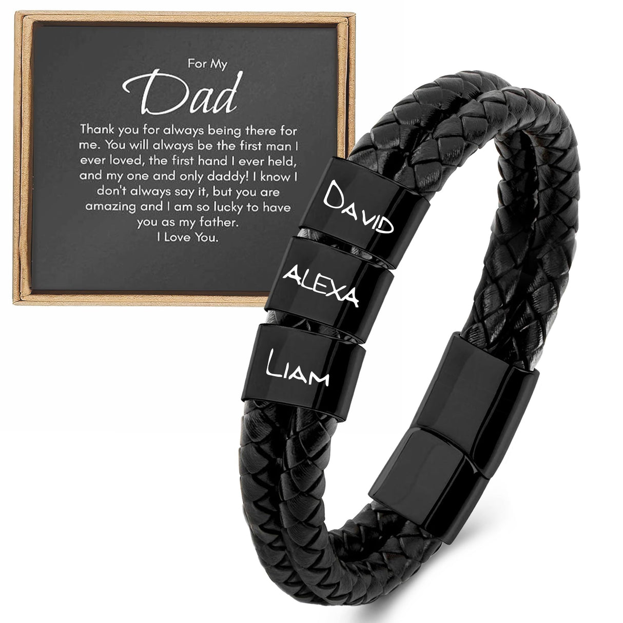 DayOfShe Fathers Day Personalized Gift for Dad Husband Grandpa Custom Bracelet with Names for Men Best Dad Ever Bracelet Fathers Gifts from Daughter Son