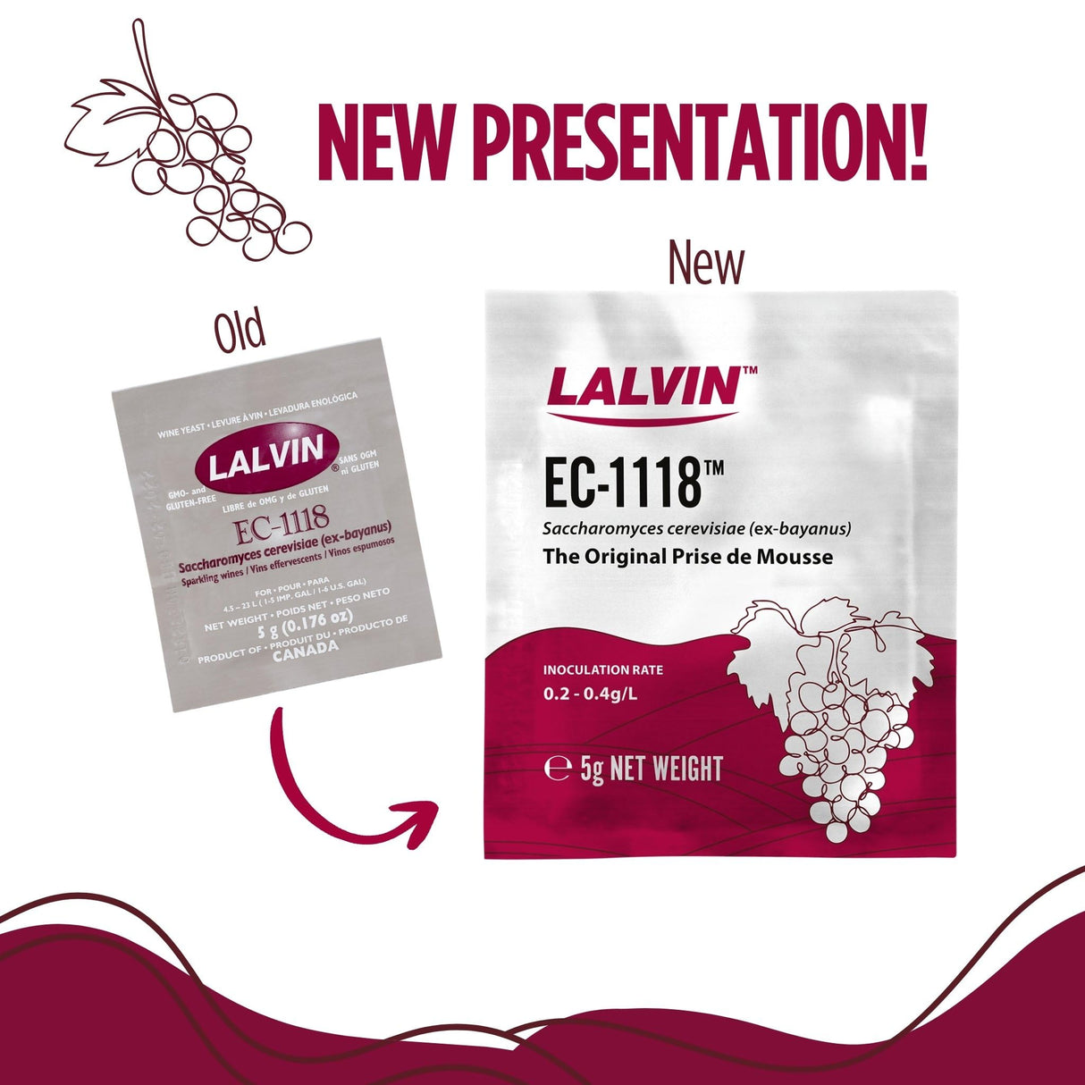 Lalvin EC-1118 Wine Yeast (10 Pack) - Champagne Yeast - Make Wine Cider Mead Kombucha At Home - 5 g Sachets - Saccharomyces cerevisiae - Sold by CAPYBARA Distributors Inc.