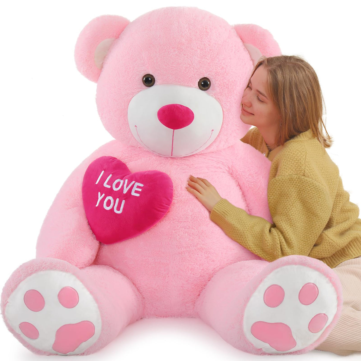 BENINY Giant Teddy Bear 52" - Big Stuffed Animal with Heart - Large I Love You Teddy Bear Plush Toys for Kid Christmas Birthday - Valentines Bear Gift for Girlfriend Wedding