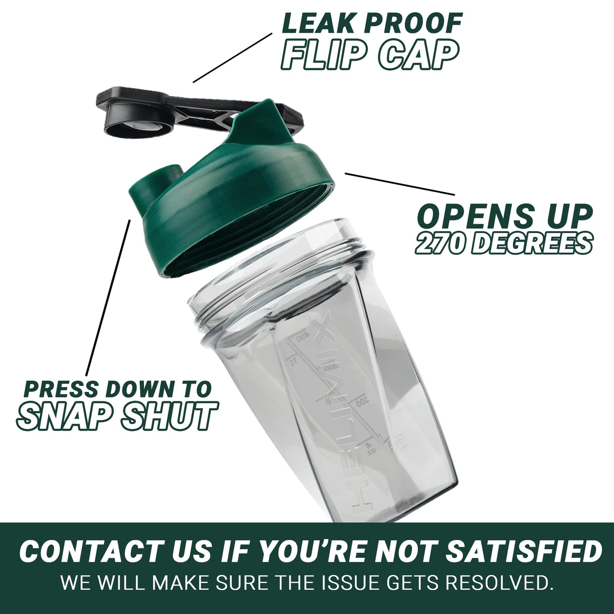 HELIMIX 1.5 Vortex Blender Shaker Bottle Holds Upto 20oz | No Blending Ball or Whisk | USA Made | Portable Pre Workout Whey Protein Drink Shaker Cup | Mixes Cocktails Smoothies Shakes | Top Rack Safe