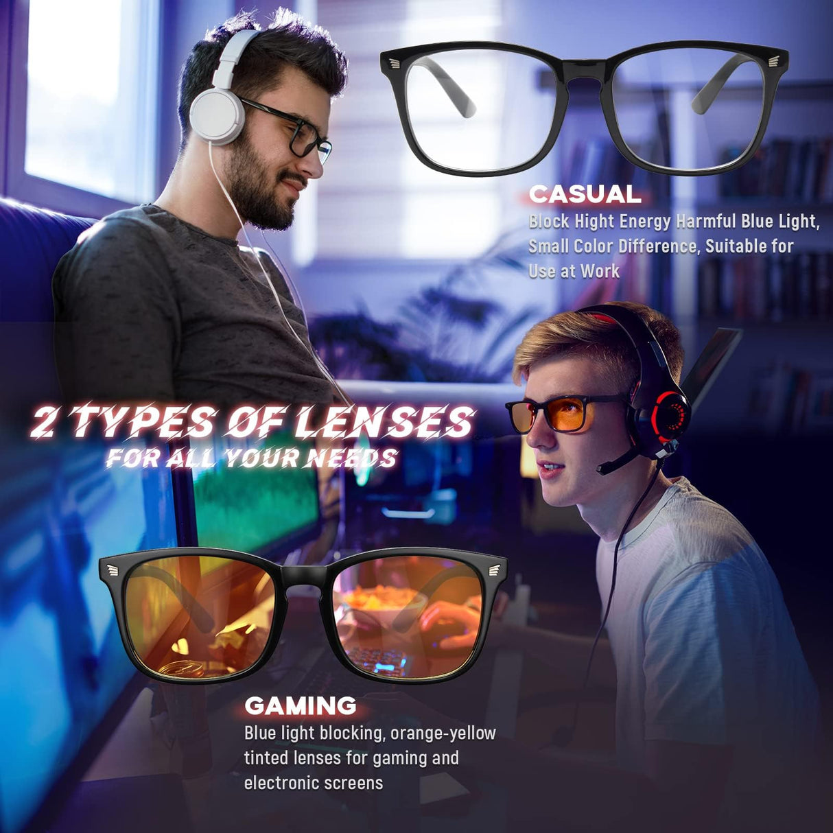 livho High Tech Blue Light Glasses - Advanced 99% Blue Light Blocking Computer Glasses - Anti Eyestrain & UV Glare Protection