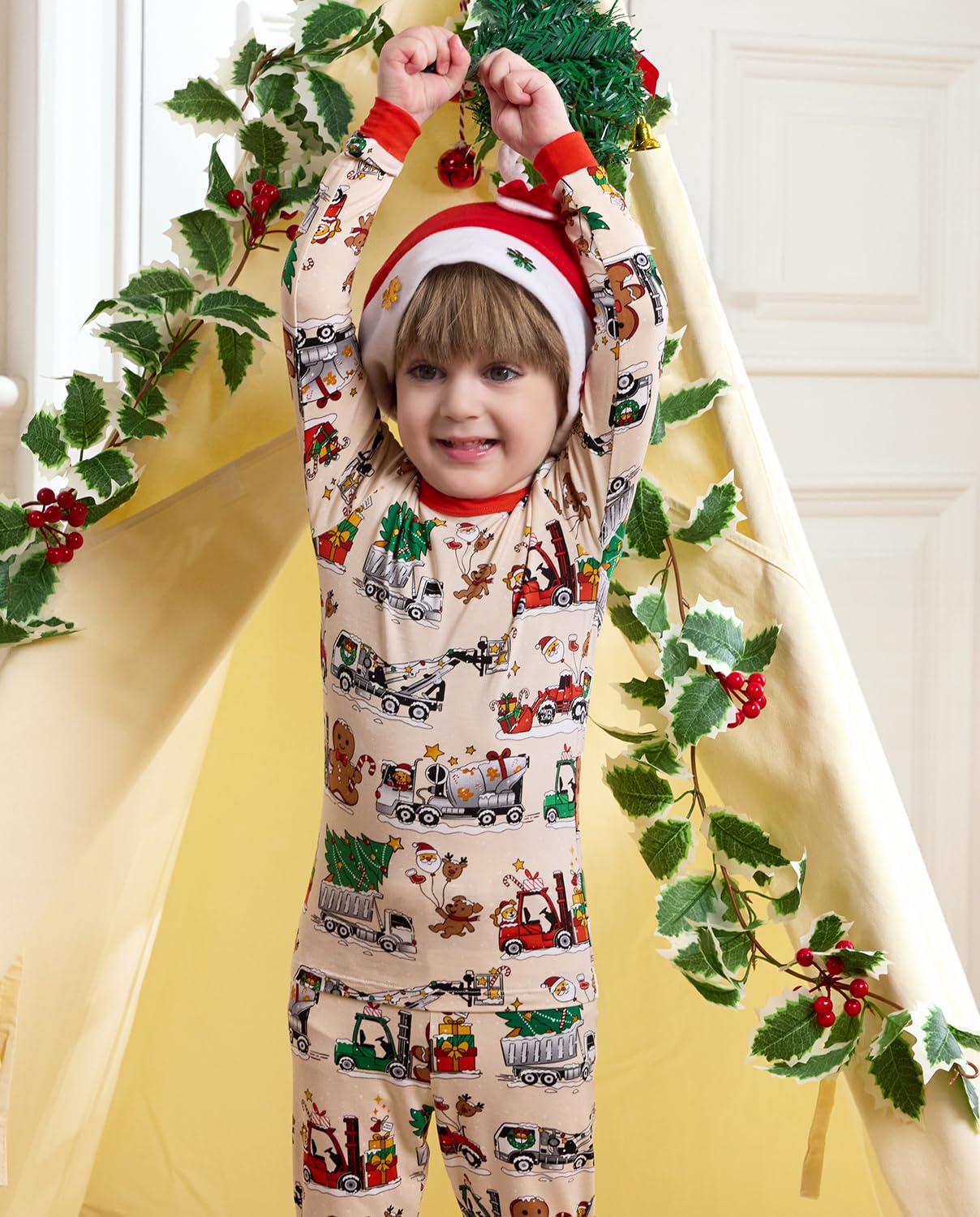 Bamboo Viscose Toddler Christmas Pajamas Boys Girls Kids Baby 2pcs Long-Sleeve Pyjamas Set 3-4T Snug fit Sleepwear Pjs