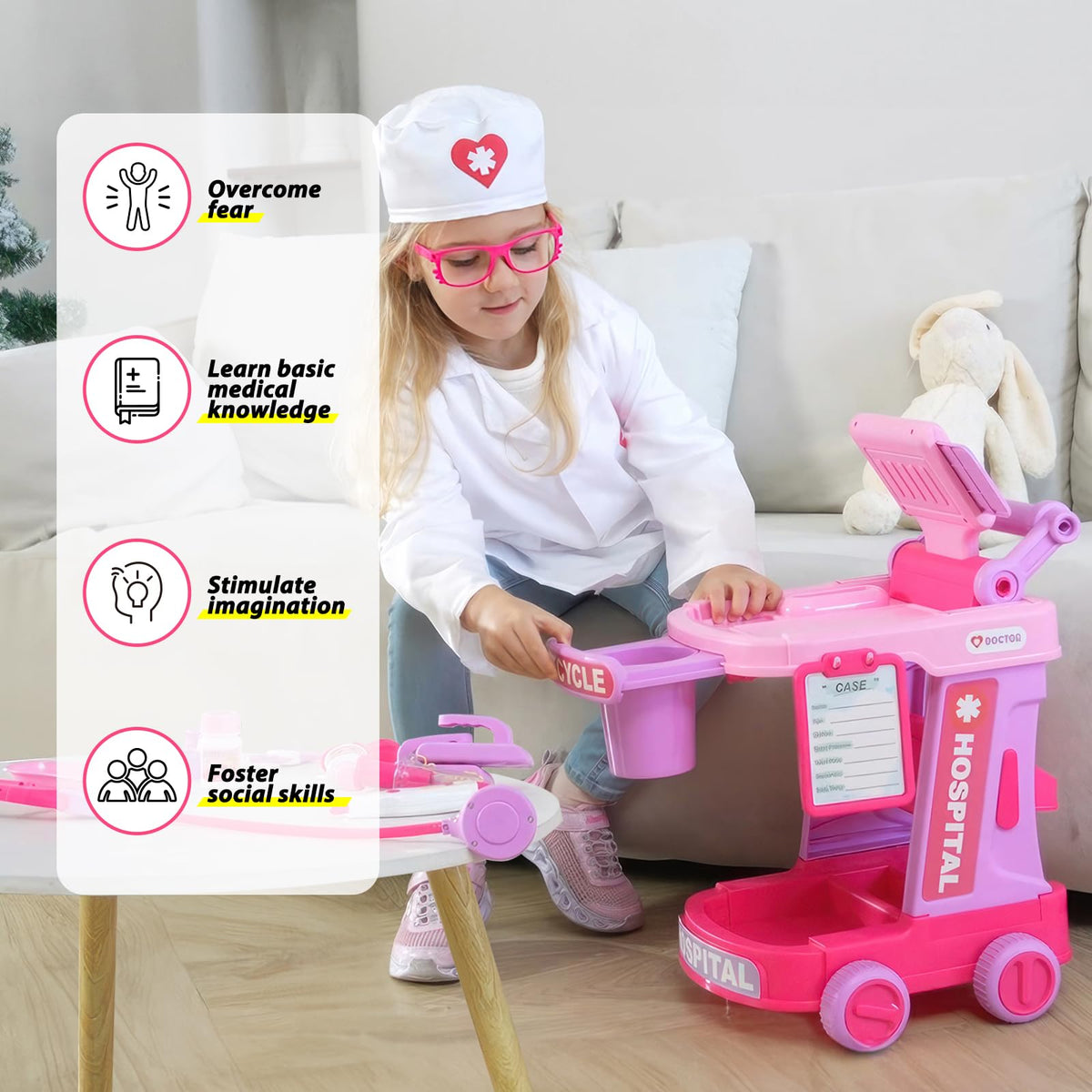 Liberry Toddlers Doctor Kit Toy for Girls Boys Ages 2 3 4 5, Pink