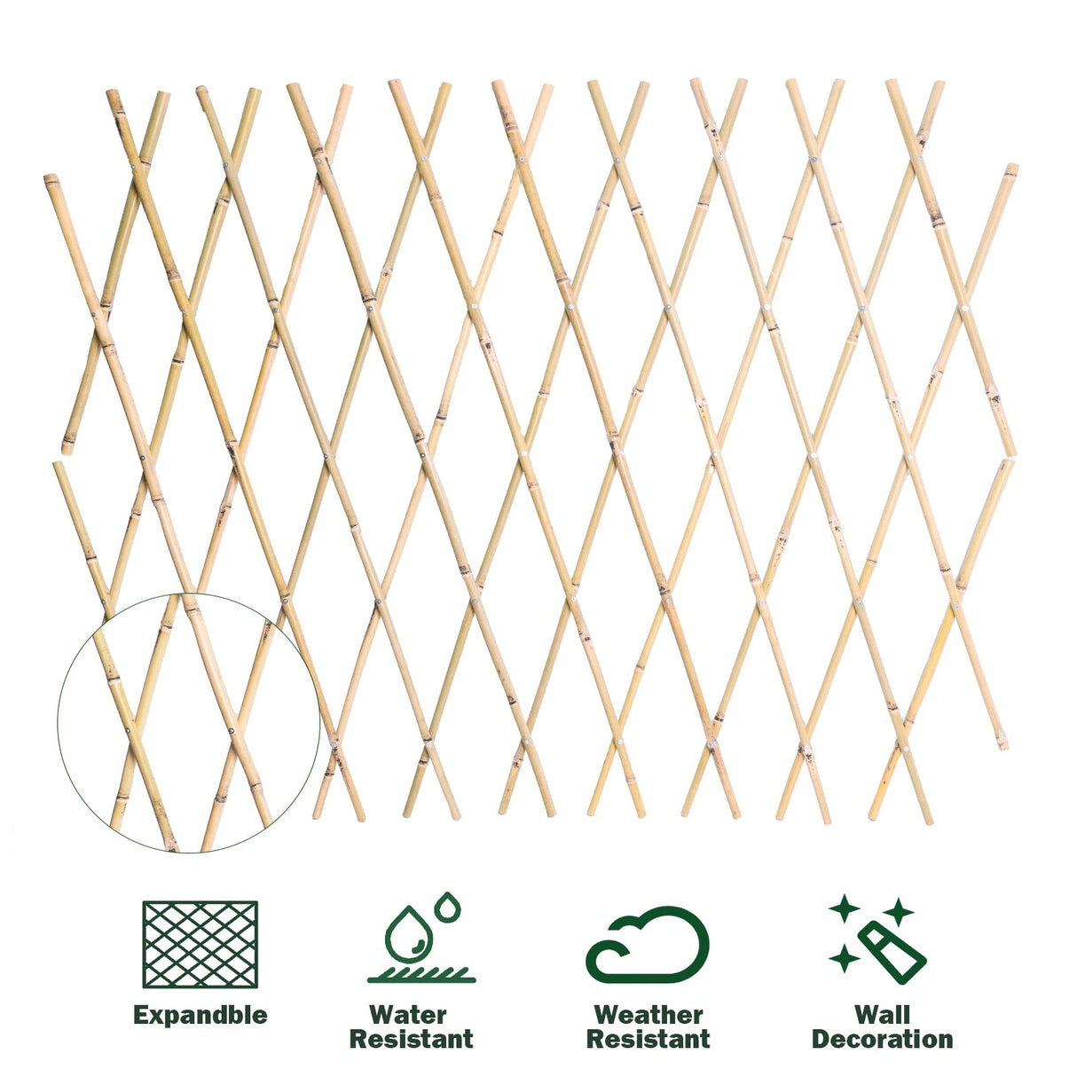 Jollybower 48x72 Inch Expandable Bamboo Trellis, Garden Lattice Fence, Expandable Fence for Climbing Plants, Vines & Ivy,Pet & Dog Barrier(Pack of 1)
