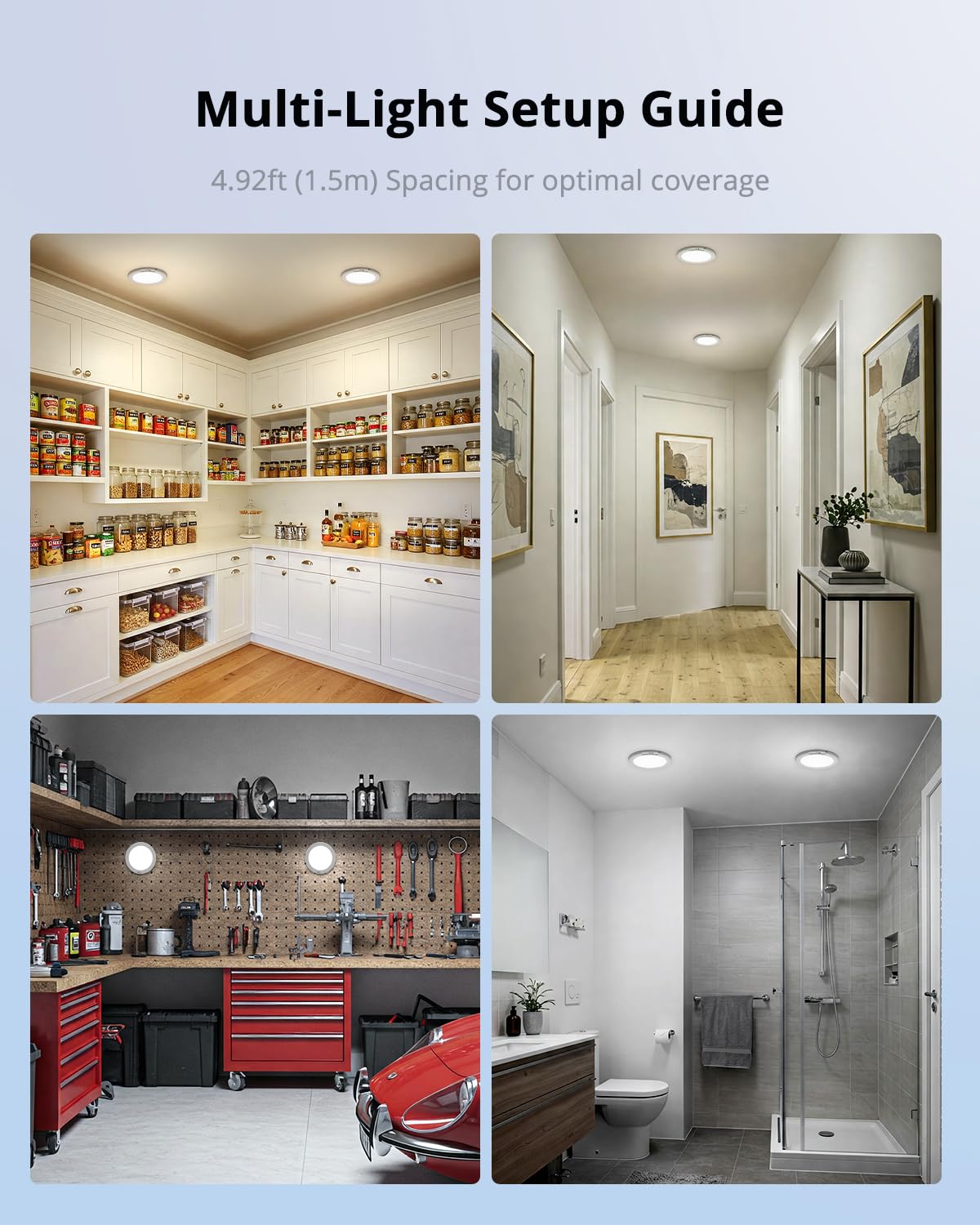 Combuh Rechargeable Motion Sensor Ceiling Light with Remote Wireless, 85 Days Battery Powered Shower Lamp Magnetic Dimming Timing Stick on Cordless Lighting for Closet Pantry without Electricity 2Pack