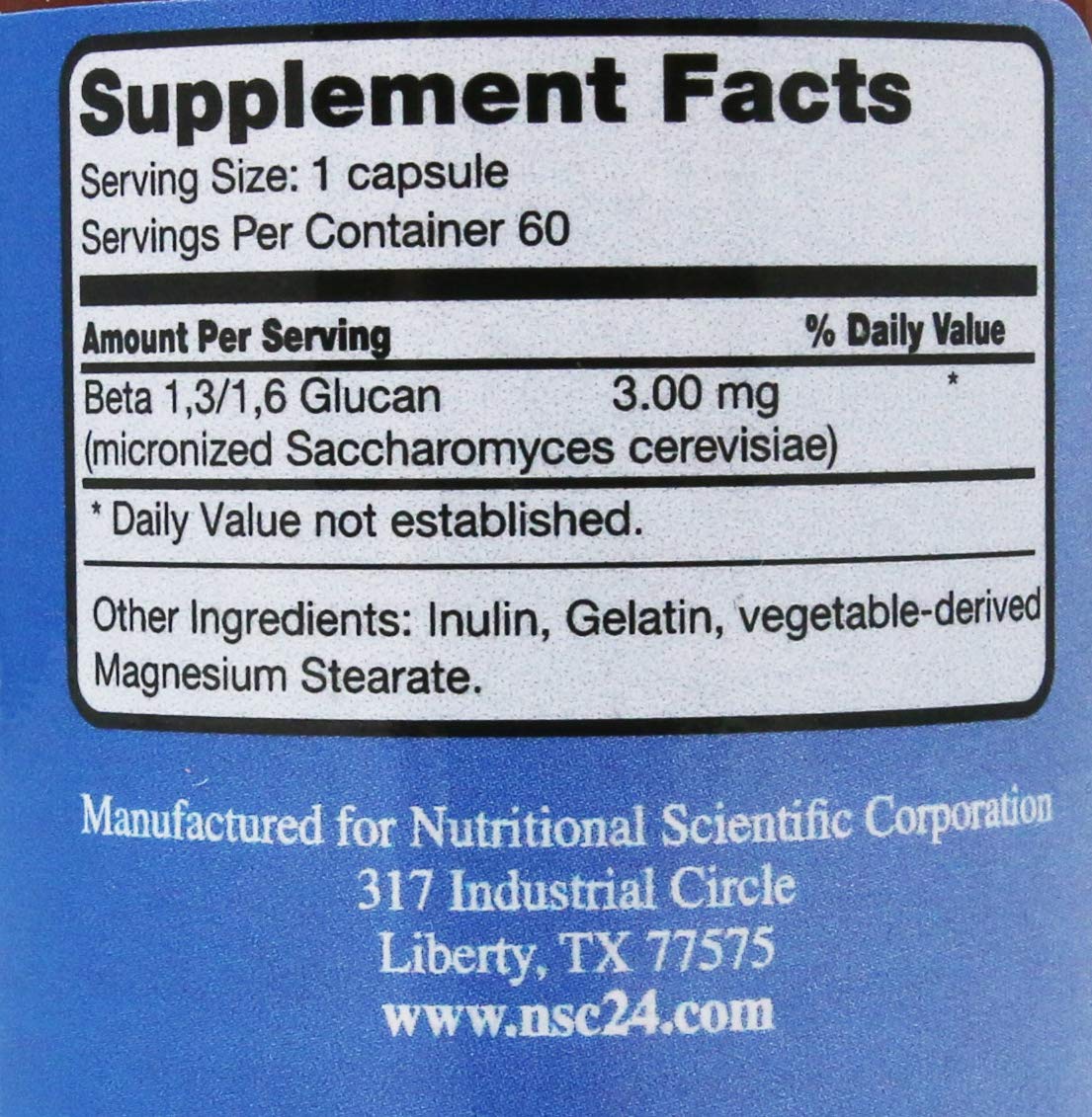 Nutritional Scientific Corporation Immunition NSC-24 Beta Glucan - 60 Ct