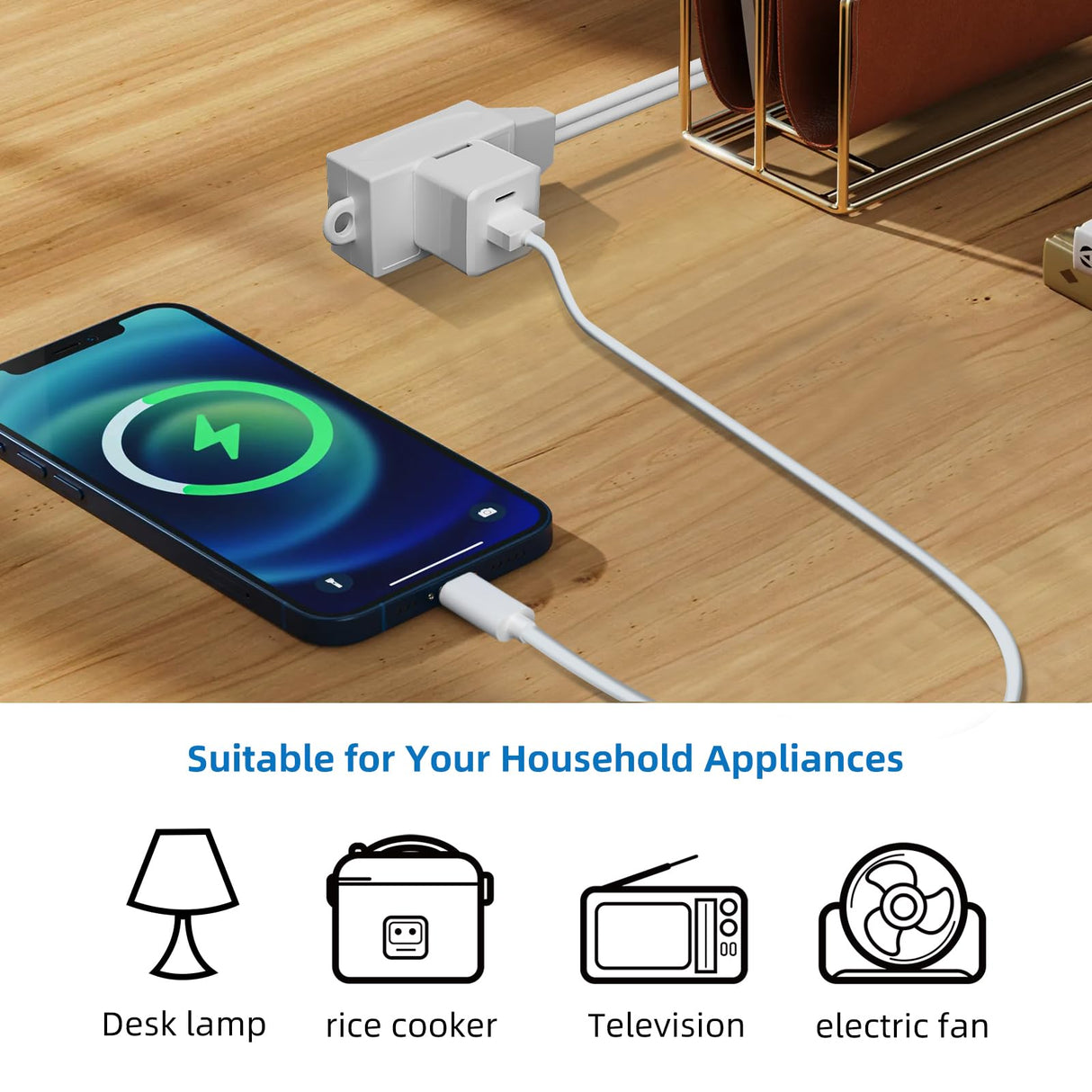 TiFFCOFiO Indoor Extension Cord, 2 Prong 15 Feet Extension Cord, 3 Polarized Outlets with Safety Slide Windows,13A/1625W, 16 AWG, 2 Packs