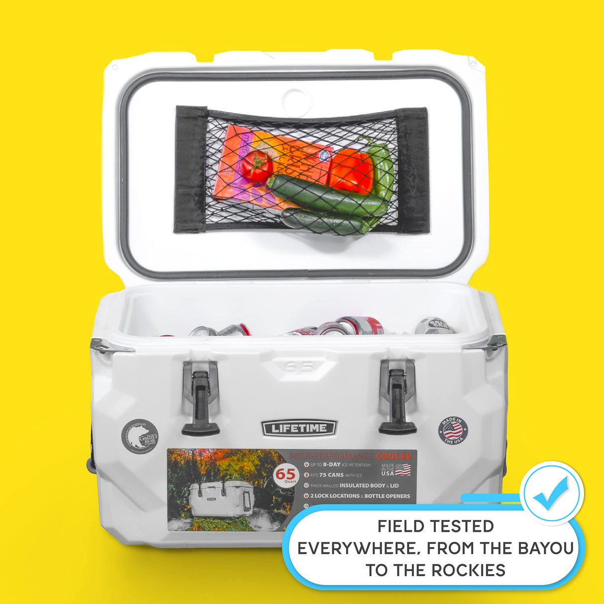 Cooler Net for Dry Storage and Organization - Compatible with YETI, RTIC, Ninja, Igloo, Coleman, Lifetime, Pelican Ice Chests - Works with Cooler Lights, Wheel Kits, RTIC Cooler Accessories, and More