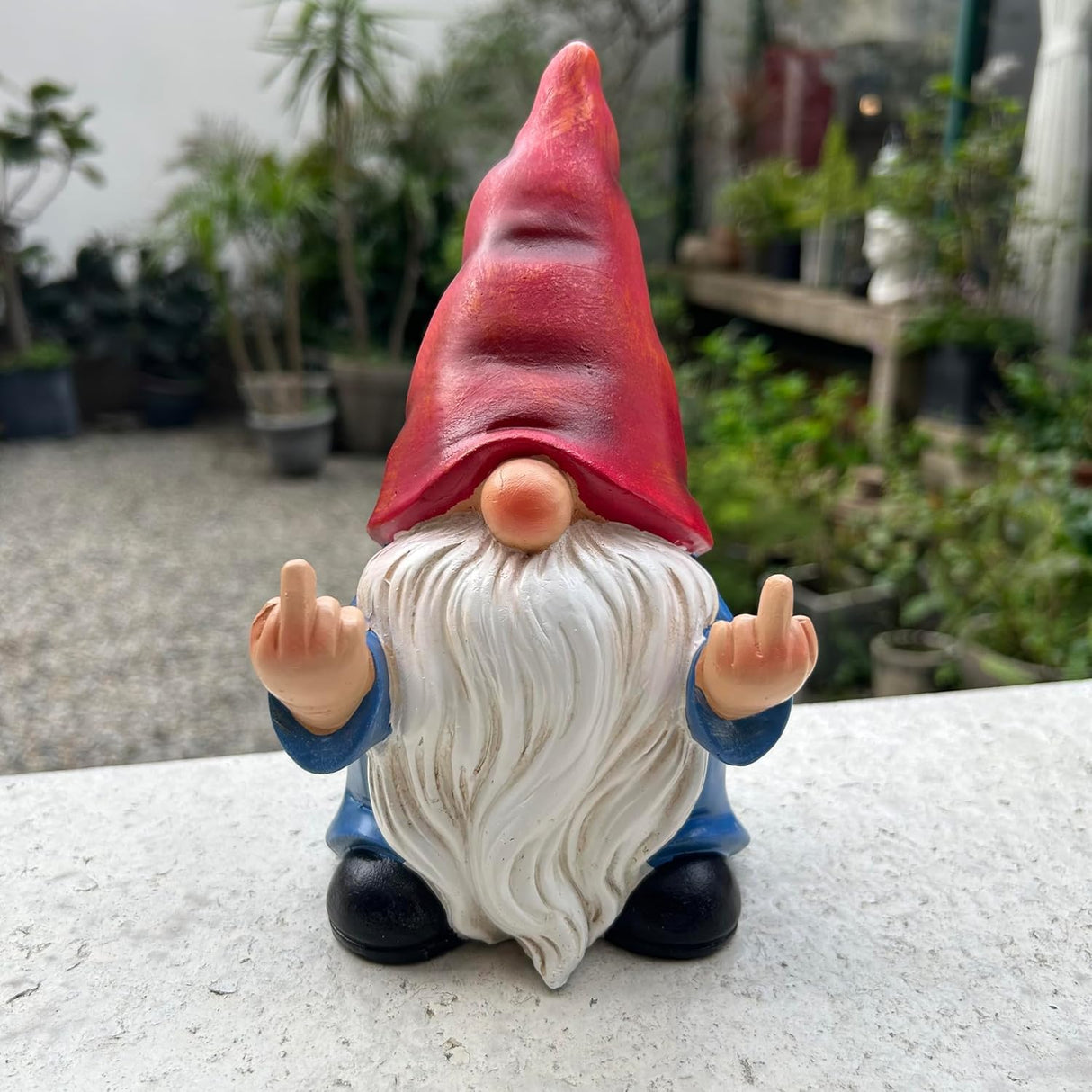 Middle Finger Gnome Statue 7.8in, Naughty Garden Gnome Statue Decoration and Lawn Ornament - Funny Garden Gnomes for Outdoor or Home Decor