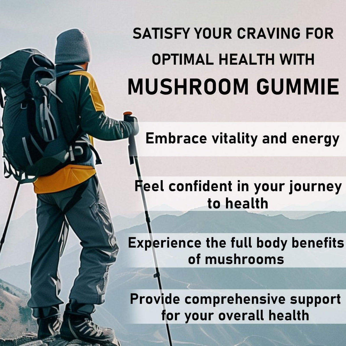 Sky Nutrition Mushroom Gummies, 12 in 1 Mushroom Blend with Lions Mane, Turkey Tail, Organic Reishi, Cordyceps, Immune Support & Energy Boost, Mushroom Supplement for Adults, Non-GMO, 60 Gummies