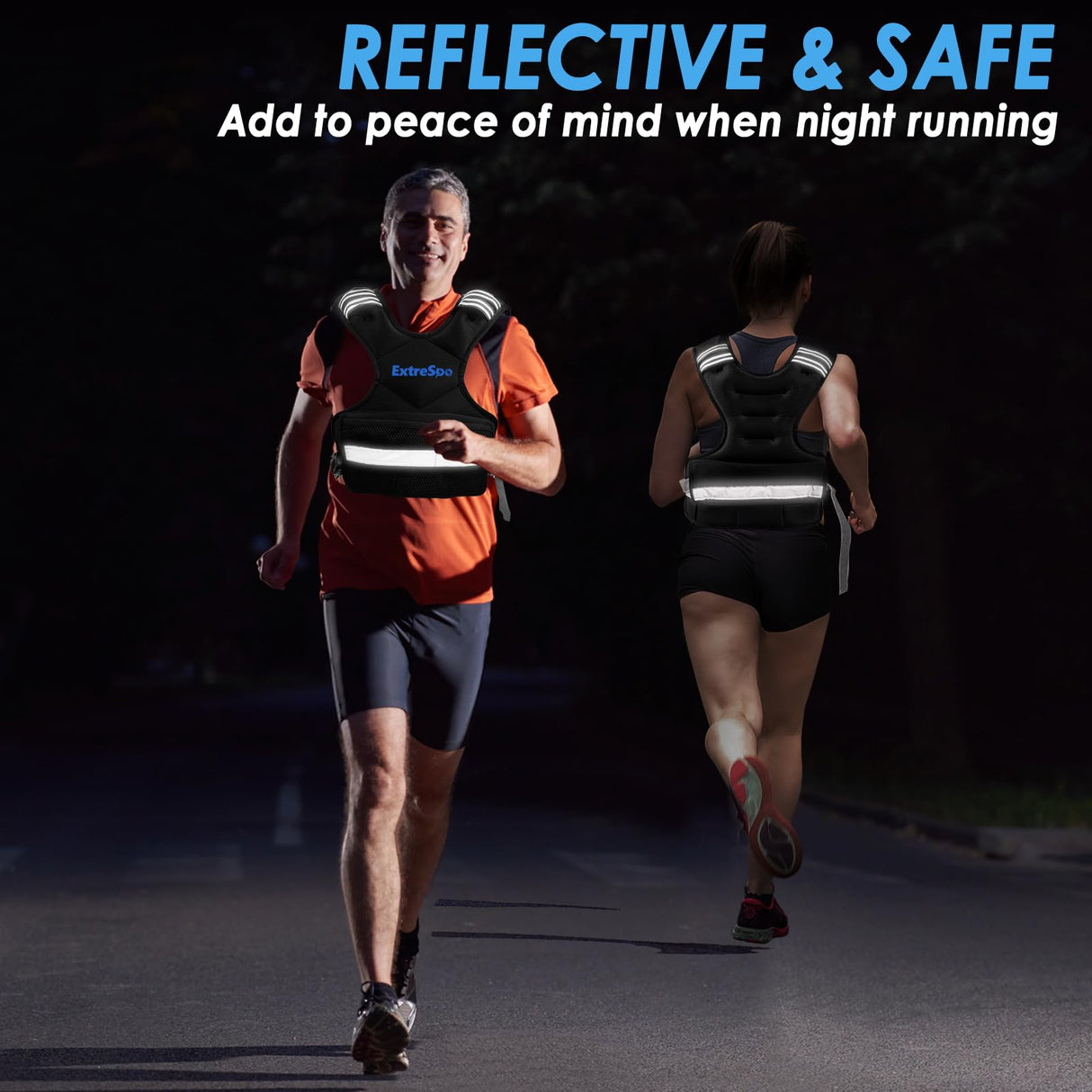 ExtreSpo Adjustable Weighted Vest for Women and Men, 11-20lb Weight Vest with 6 Ironsand Weights, Body Weight Vest Exercise Set with Reflective Strip for Strength Training and Workout