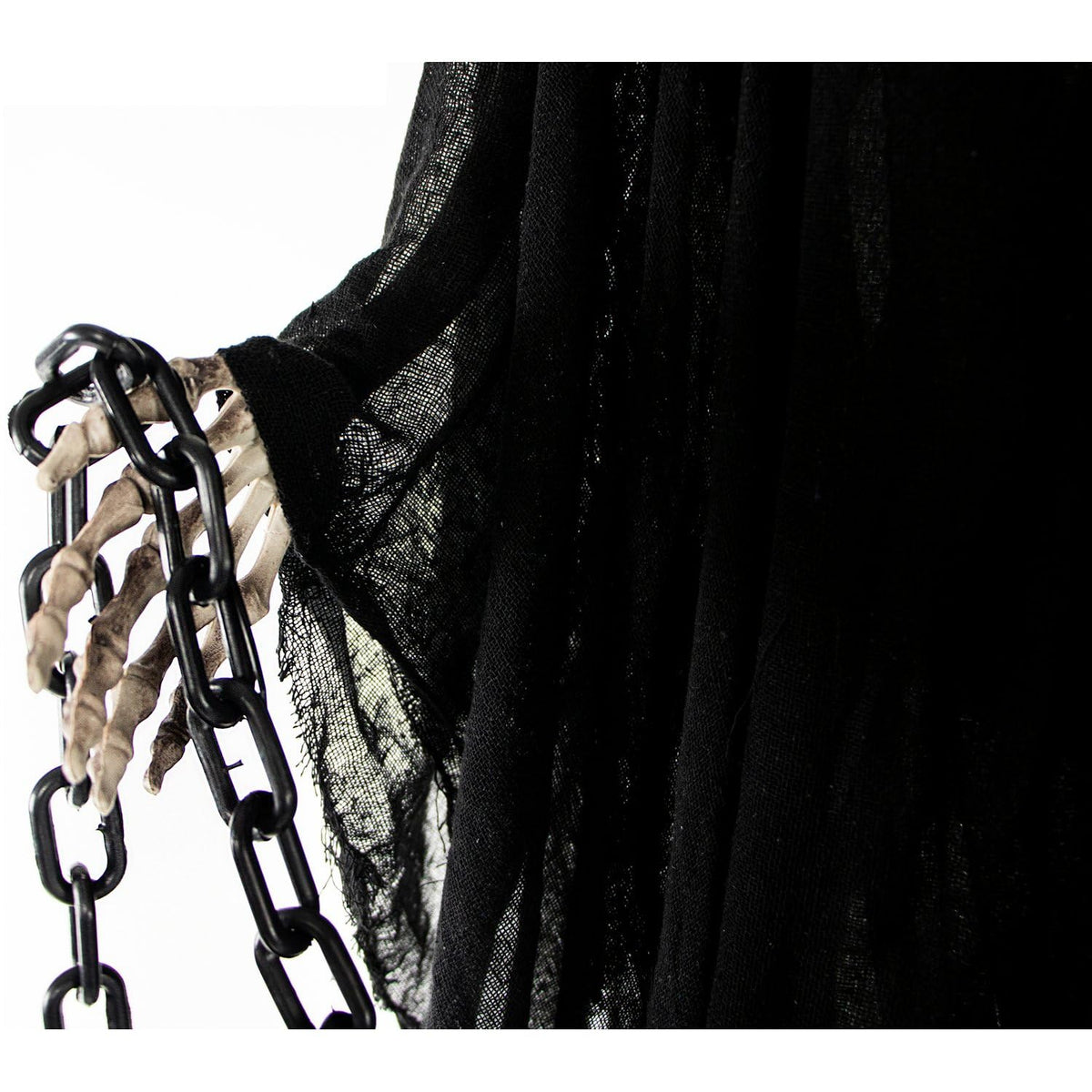 Haunted Hill Farm Life-Size Scary Grim Reaper with Chain, Halloween Animatronic with Touch Activated Lights and Sounds, Battery Operated Indoor or Covered Outdoor Halloween Decorations, Halloween Prop